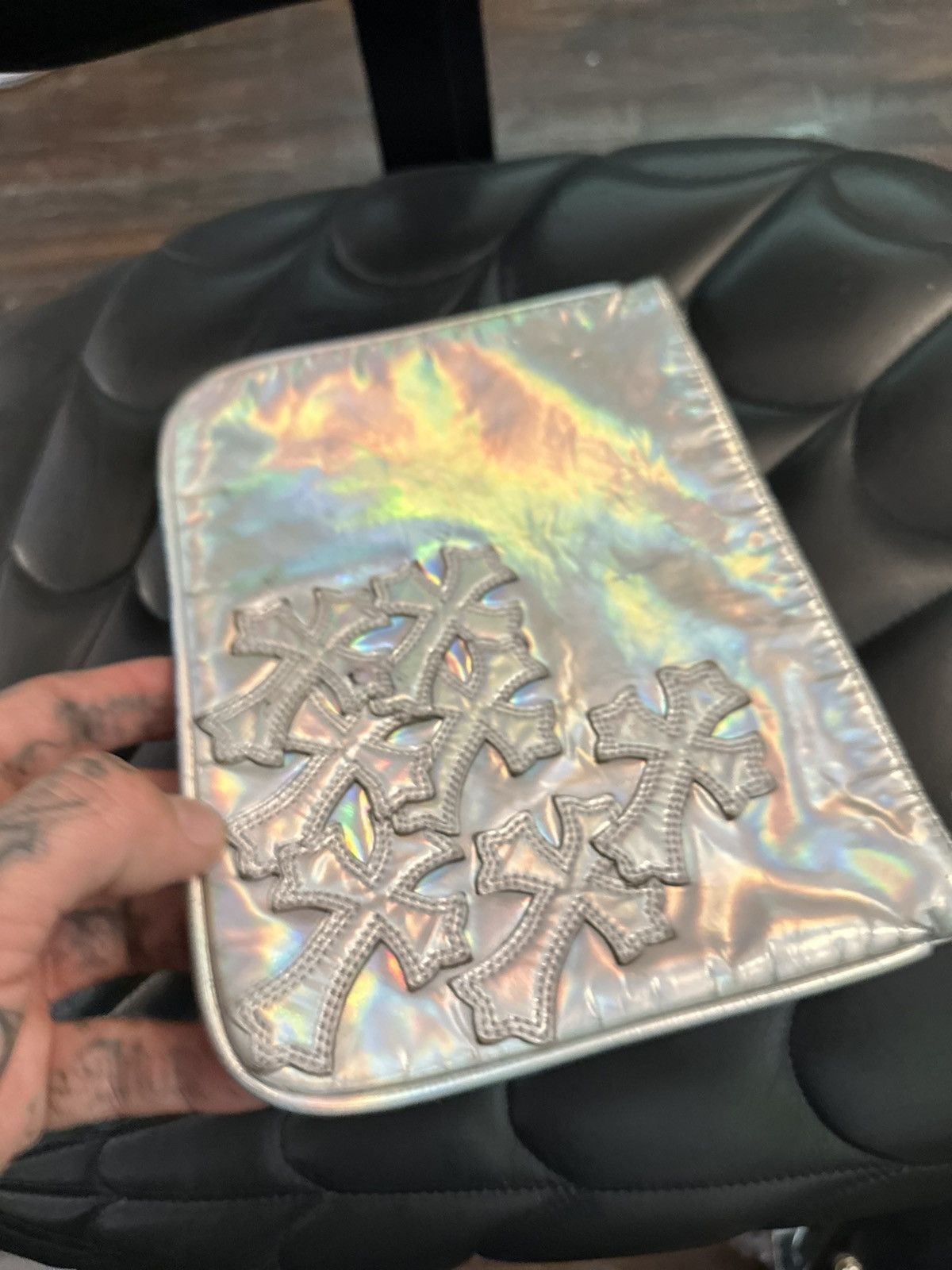 Chrome Hearts Chrome Hearts METALLIC ACID LEATHER CROSS PATCH WALLET BAG Size ONE SIZE - 9 Thumbnail