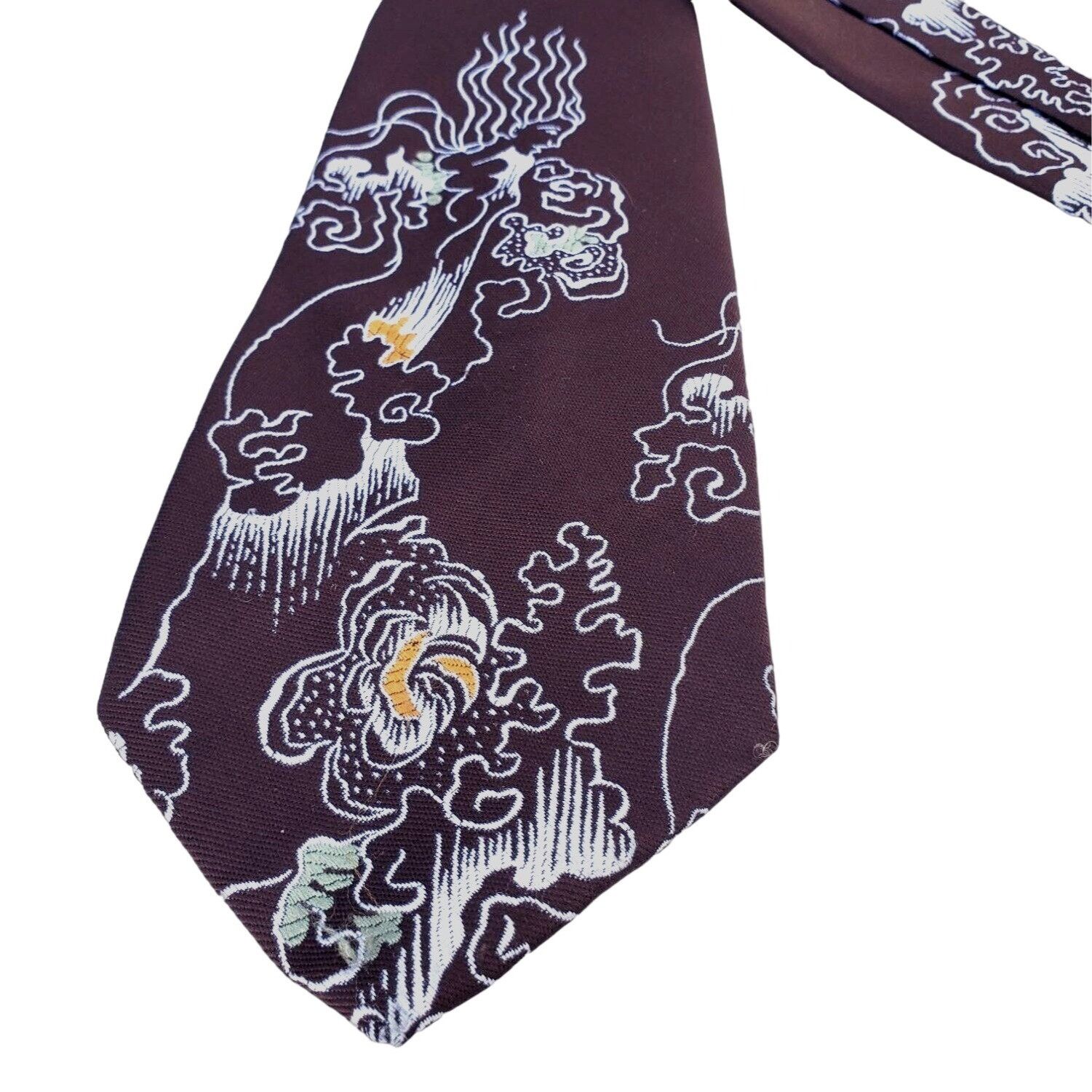 Vintage 60s 70s VTG Graphic Tie Brown Santavelli Wembley 4 Inch Size ONE SIZE - 7 Thumbnail