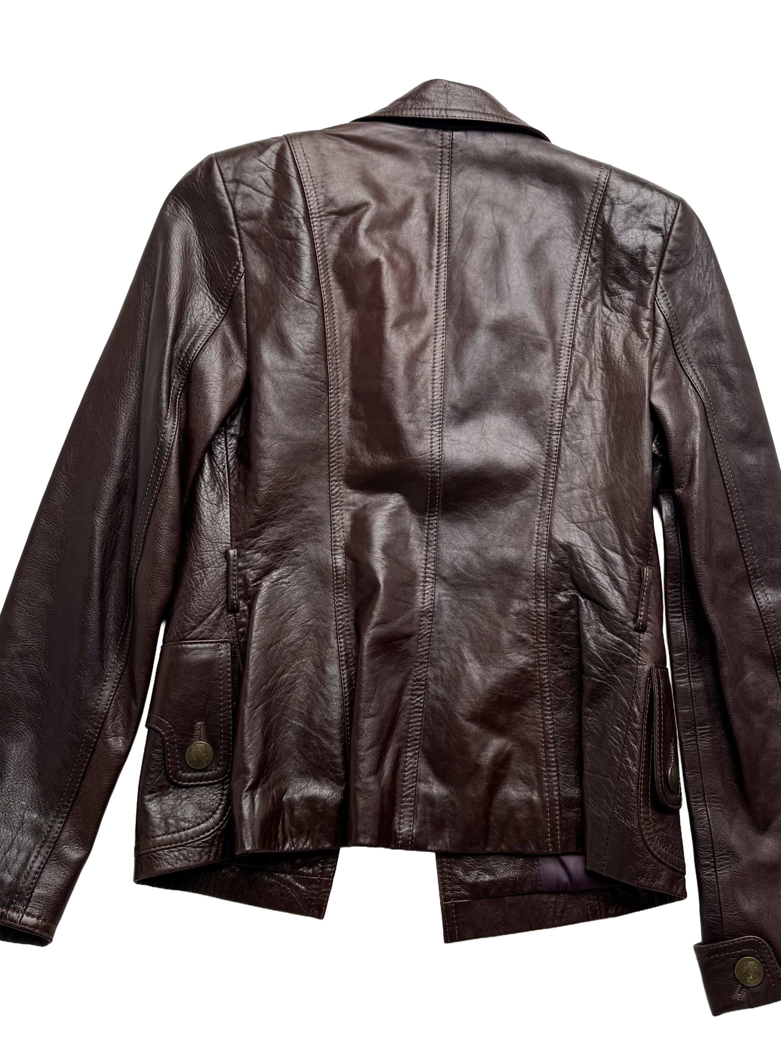 Vintage Vintage Brown Leather Jacket Tailored Button Front Biker Size S / US 4 / IT 40 - 9 Thumbnail