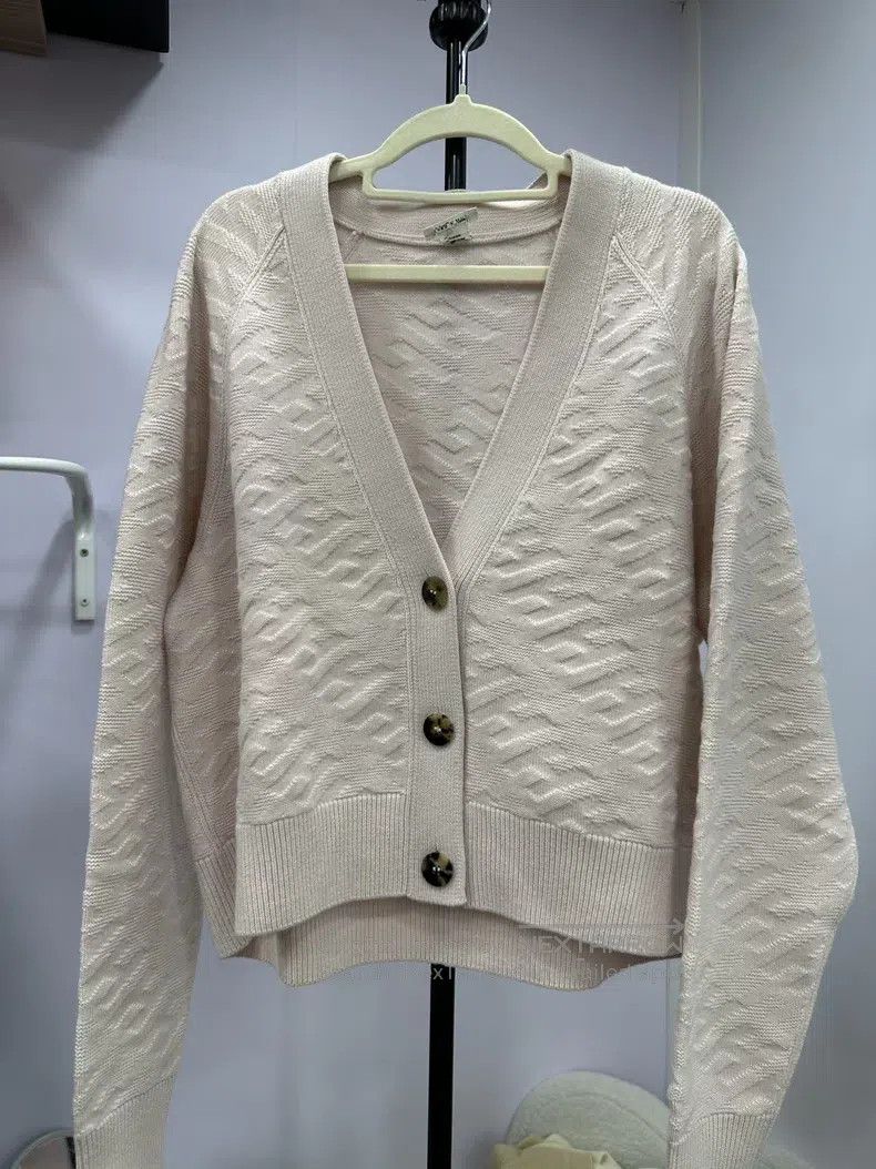 Hermes Hermes Pale Pink Dark Patterned Logo Cardigan Size S / US 4 / IT 40 - 1 Thumbnail