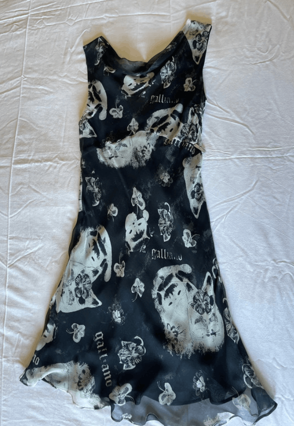 John Galliano Silk Slip Dress Gazette Graphic Printed EX0157