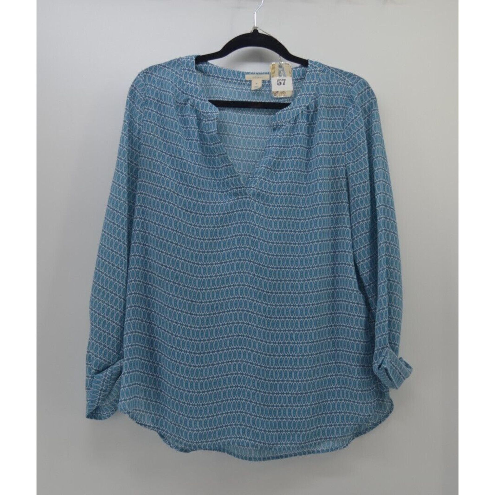 Other Caslon Women's sheer Blouse Size Medium Blue Circles Prints Size M / US 6-8 / IT 42-44 - 1 Thumbnail