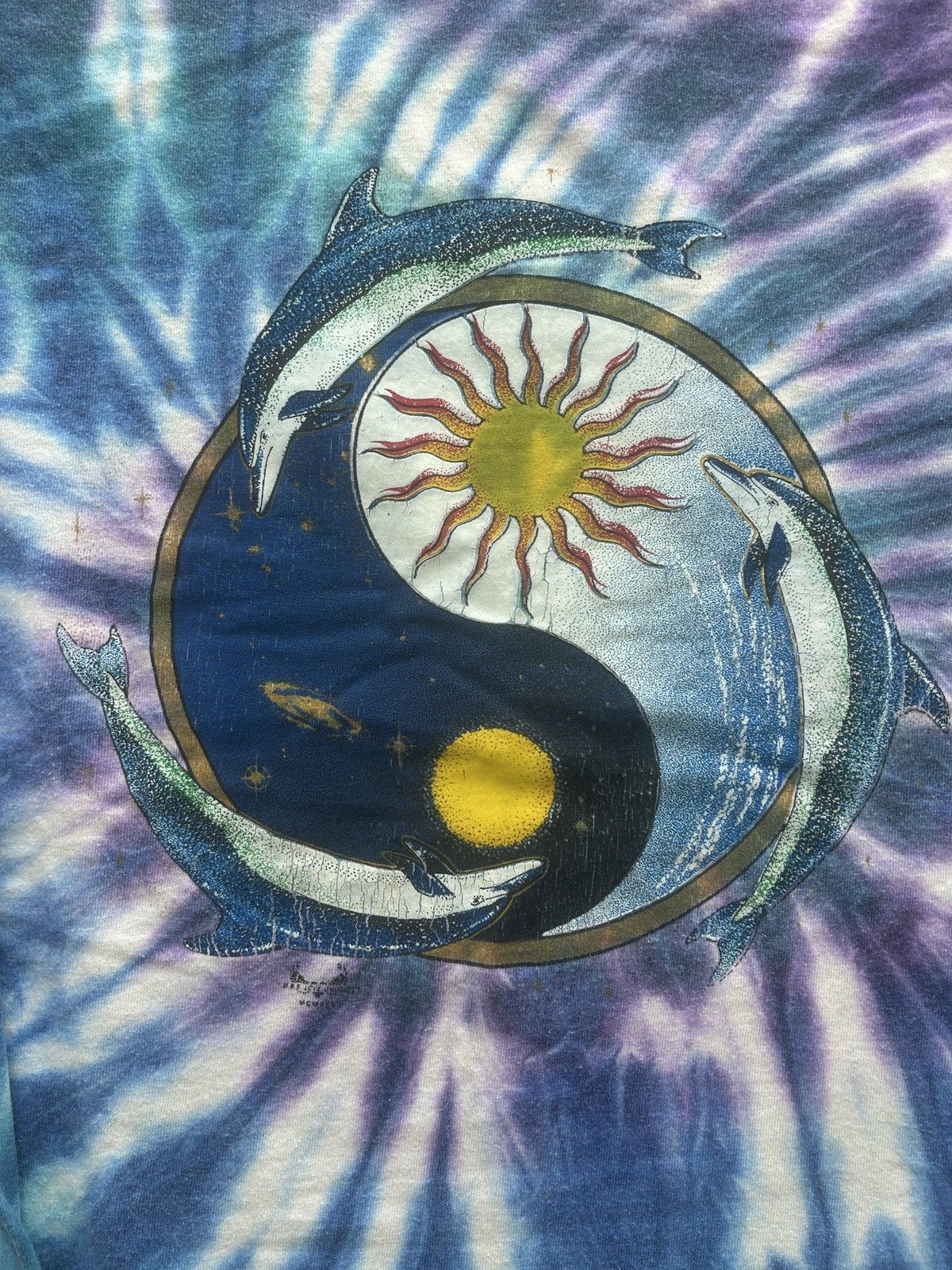 Vintage Vintage 90s Yin Yang Dolphin Graphic Tee Longsleeve Size US M / EU 48-50 / 2 - 2 Thumbnail