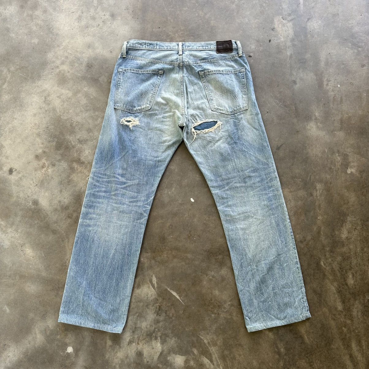 Japanese Brand Vintage Edwin Distressed Faded Denim Jean Pant W37 Size US 37 - 9 Thumbnail