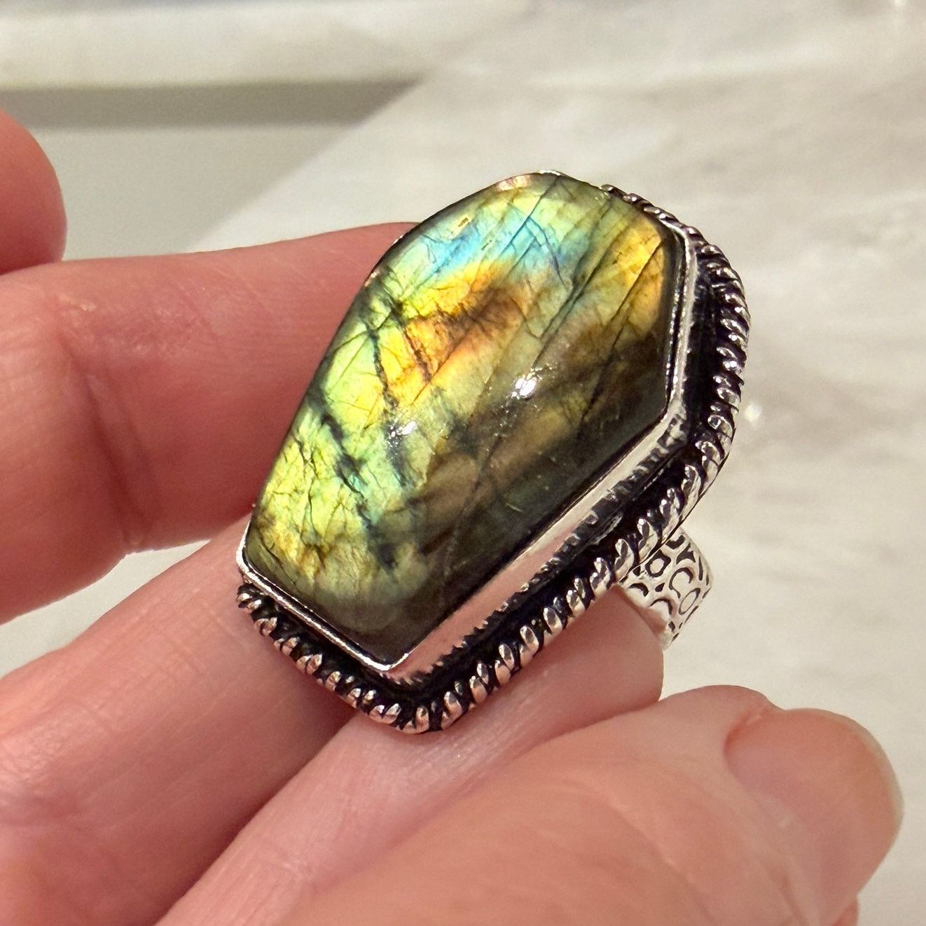 The Unbranded Brand Coffin Labradorite Ring Size ONE SIZE - 5 Thumbnail