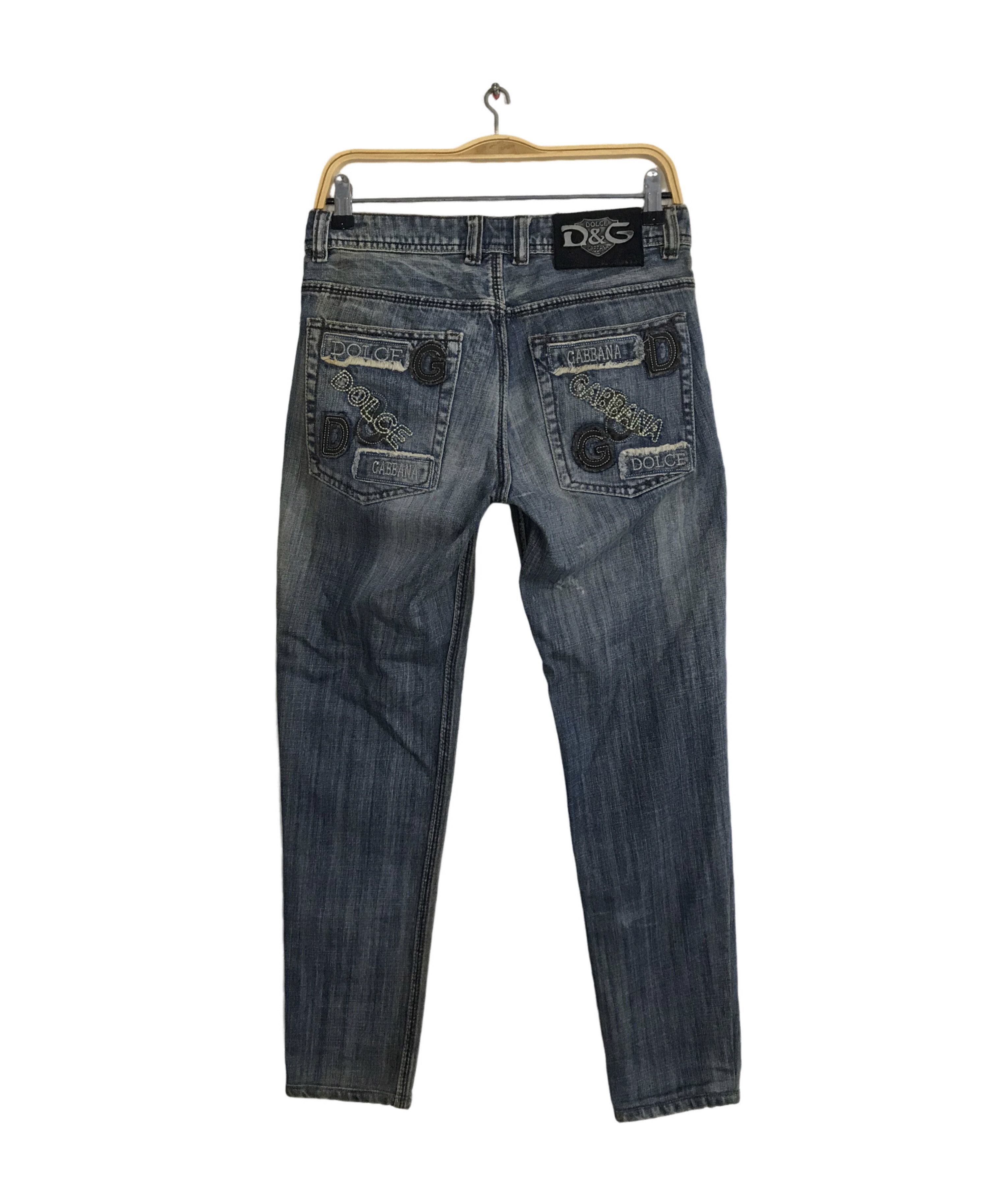 Designer Dolce & Gabbana Italy Denim Pant Embroidery Logo Plaque Size US 29 - 2 Thumbnail