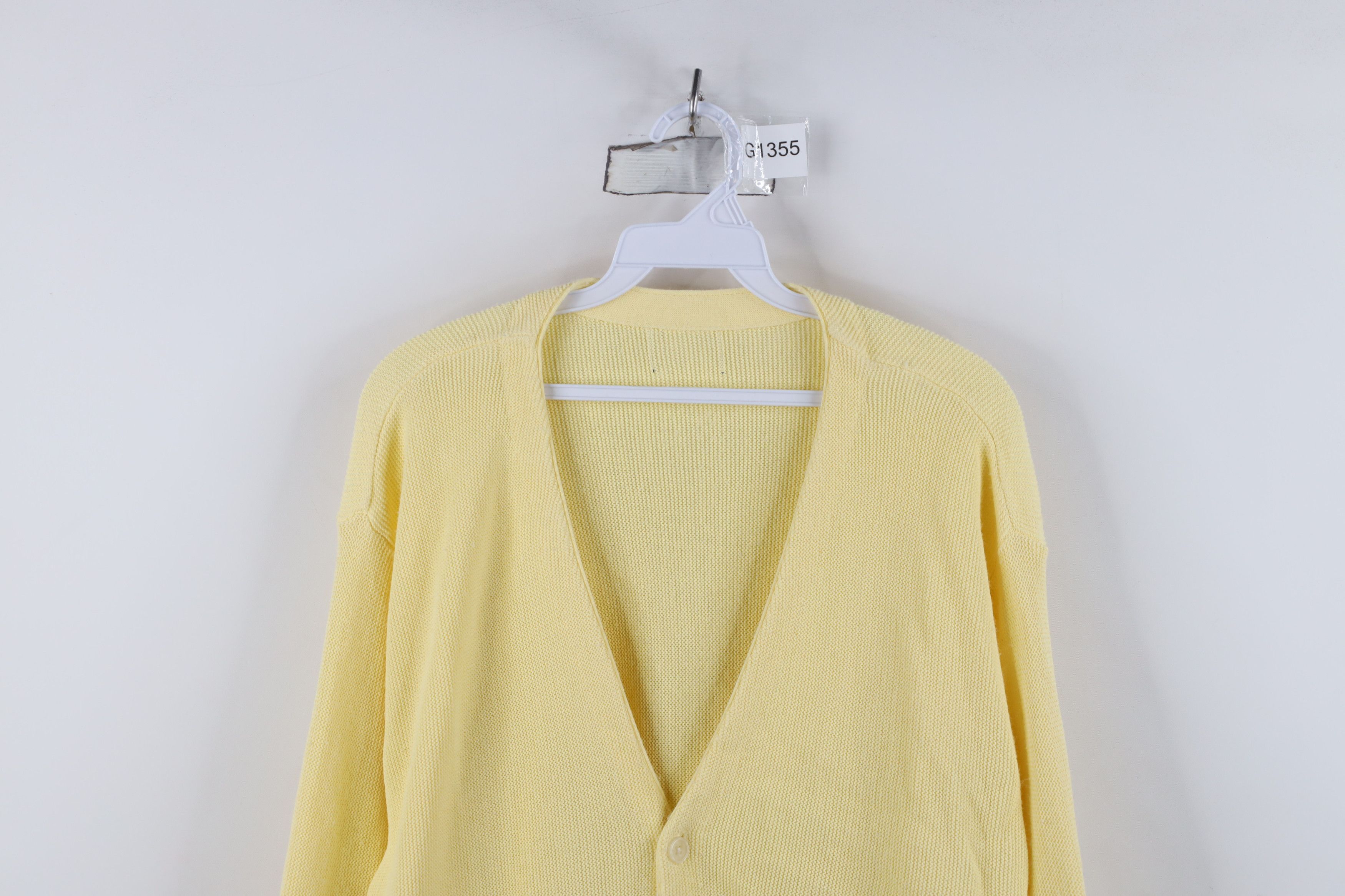Vintage Vintage 70s Streetwear Knit Cardigan Sweater Yellow Acrylic Size US XL / EU 56 / 4 - 2 Thumbnail