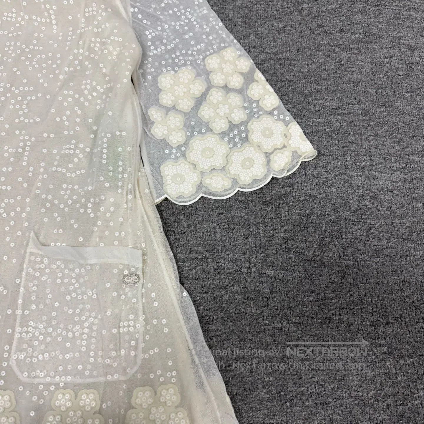 Chanel Chanel Shimmering flower pattern; white gauze dress| Size S / US 4 / IT 40 - 4 Thumbnail
