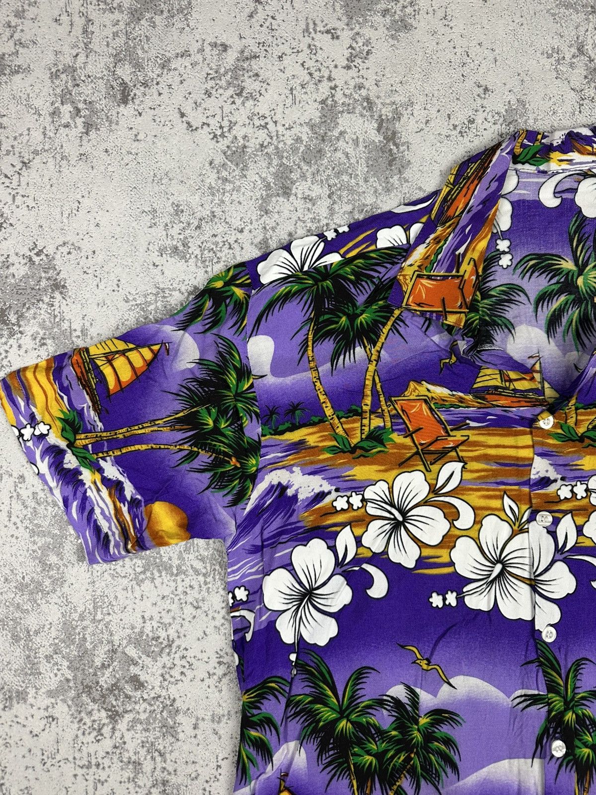 Japanese Brand Vintage Hawaiian Shirt Purple Sunset Island Vibes Size US M / EU 48-50 / 2 - 3 Thumbnail
