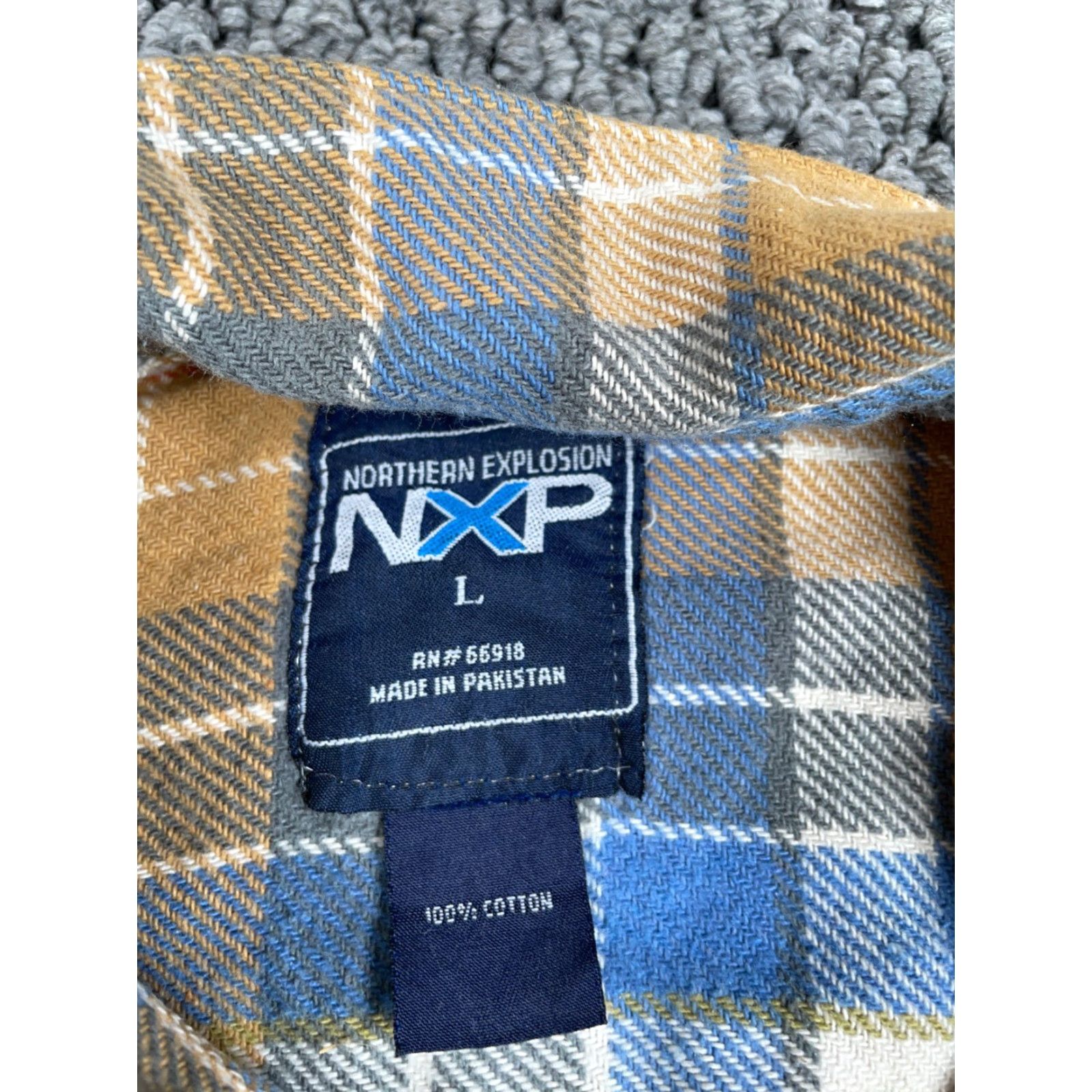 Vintage VINTAGE Northern Explosion Flannel Shirt Casual Workwear Plaid Beige Blue Button-Up Long Sleeve 80s Grunge Men Large - Shirt Size US L / EU 52-54 / 3 - 3 Thumbnail