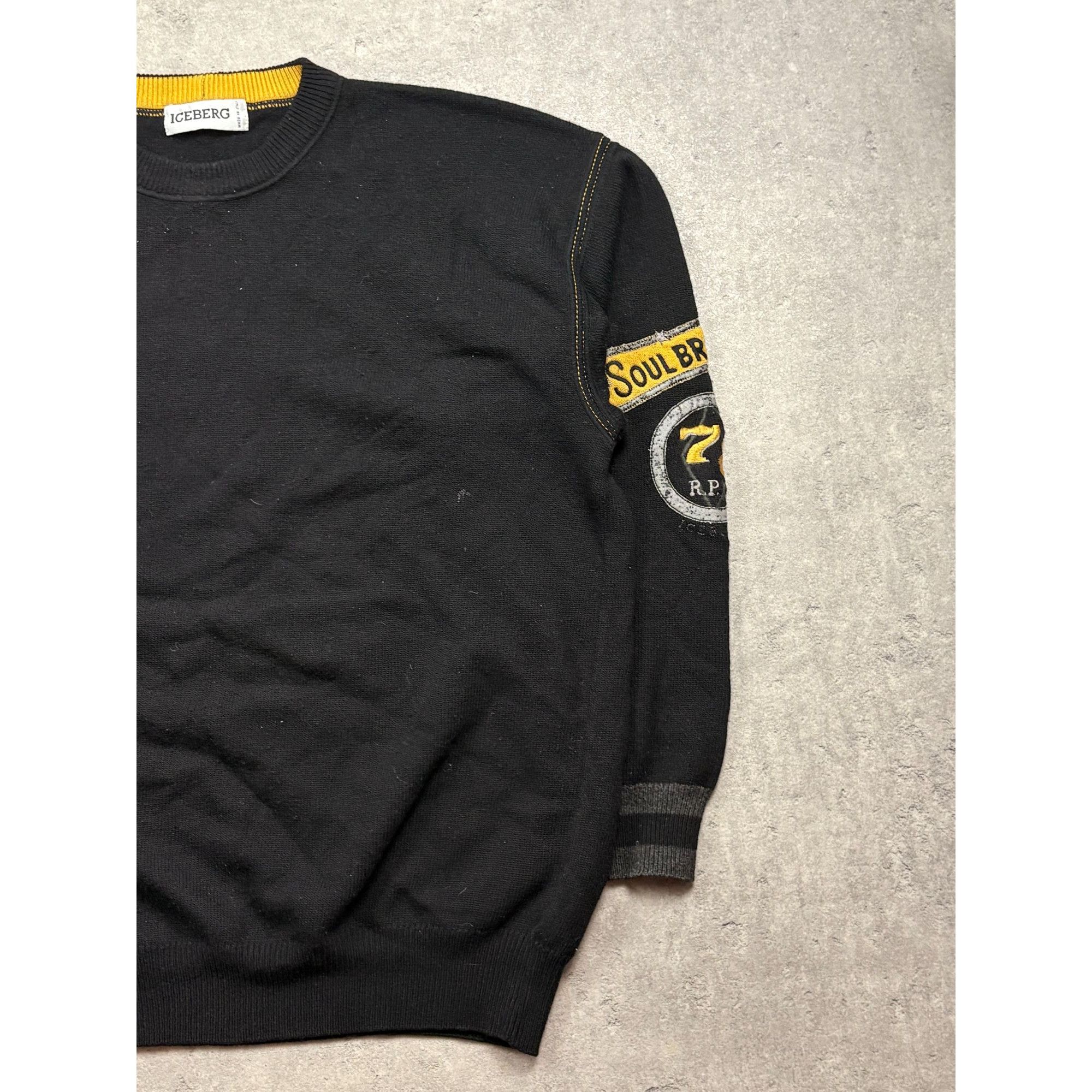 Iceberg Iceberg Mens Black Knit Crewneck Sweater With Soul Brothers Size US L / EU 52-54 / 3 - 3 Thumbnail