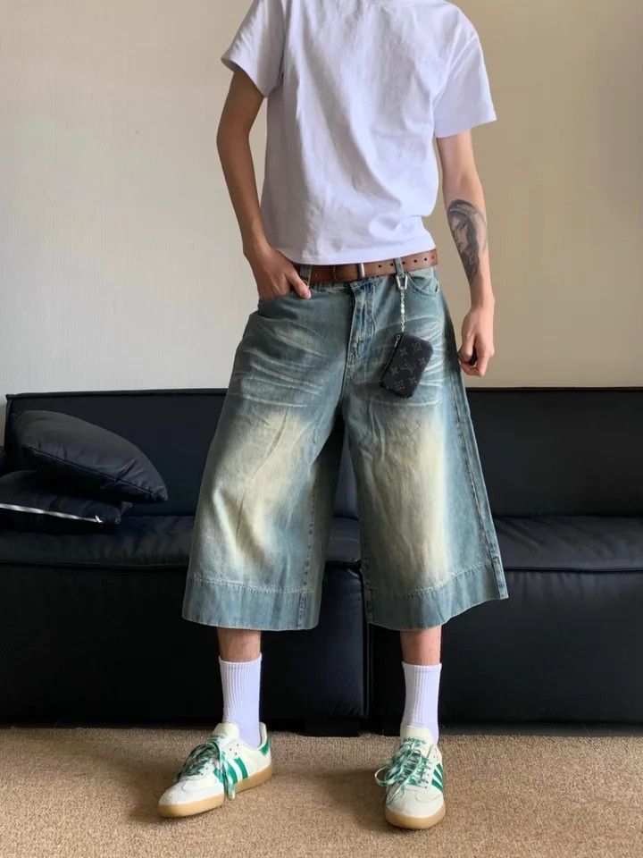 Japanese Brand × Vintage Vintage Y2K Retro Wide Leg Jorts Shorts Streetwear Style Size US 28 / EU 44 - 1 Thumbnail
