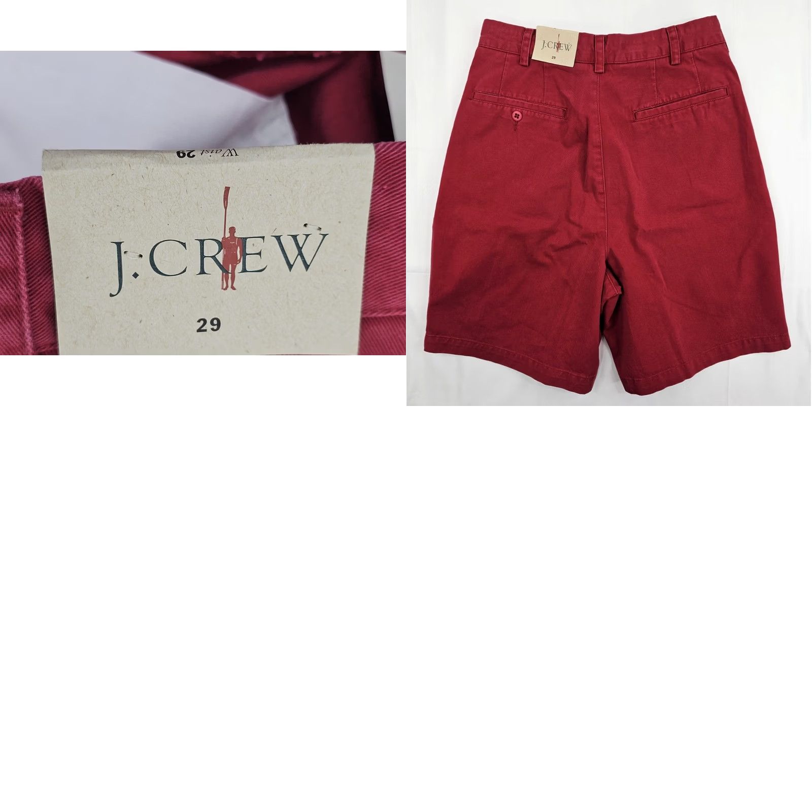 J.Crew VINTAGE J. Crew High Rise Chino Pleated Cotton Shorts Women 29 Cranberry Red 7" Inseam Mens? Size 29" - 8 Thumbnail