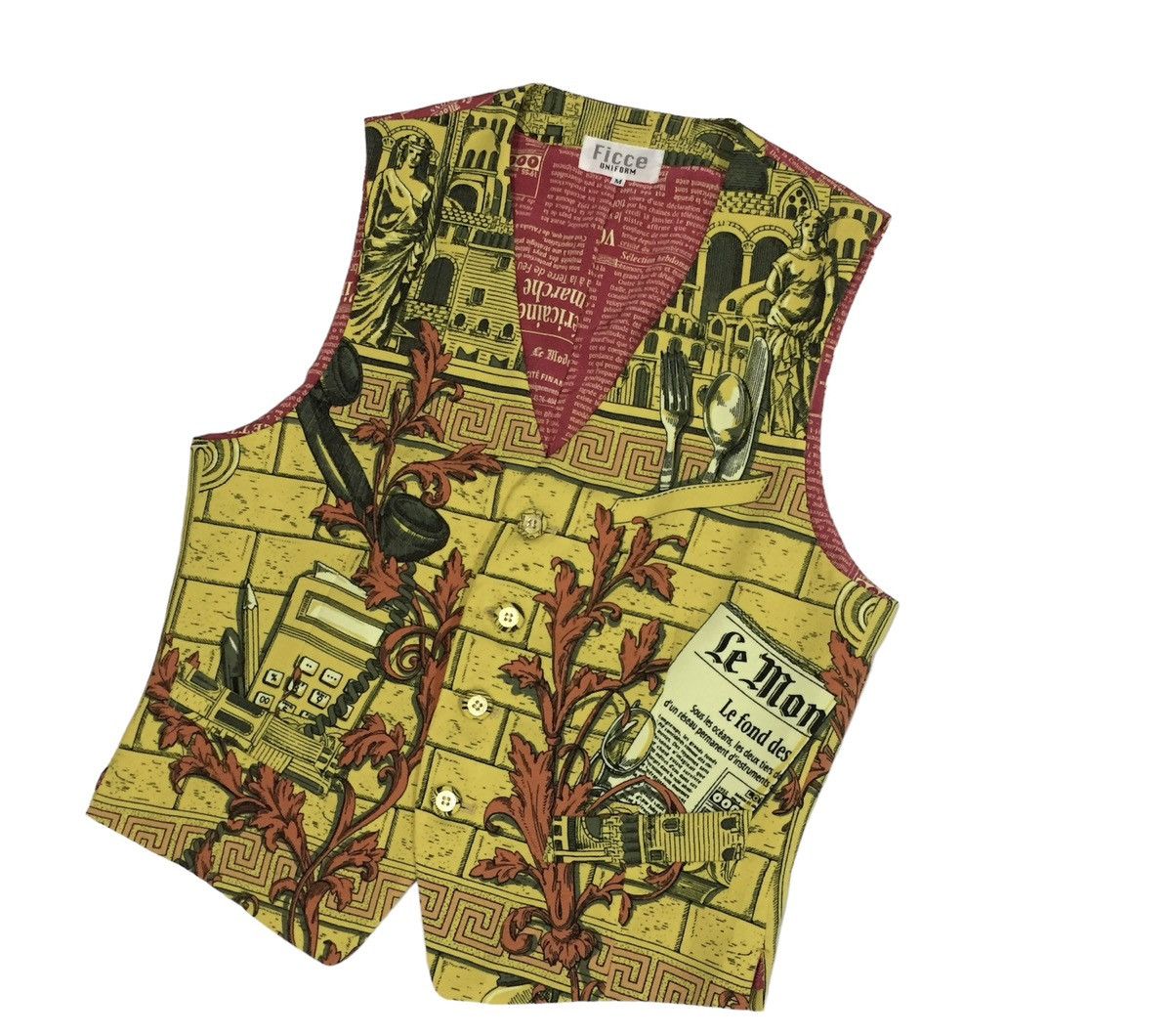 Japanese Brand VINTAGE 90s FICCE BY YOSHIYUKI KONISHI NEWS GRAPHIC VEST Size US M / EU 48-50 / 2 - 5 Thumbnail