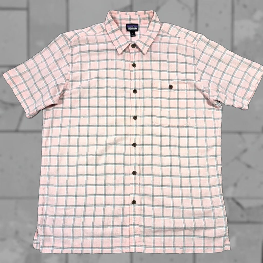 Patagonia Patagonia Shirt Button-Up Short Sleeve A/C Yarn-Dye Plaid Organic Cotton Pink L Mens Size US L / EU 52-54 / 3 - 1 Thumbnail