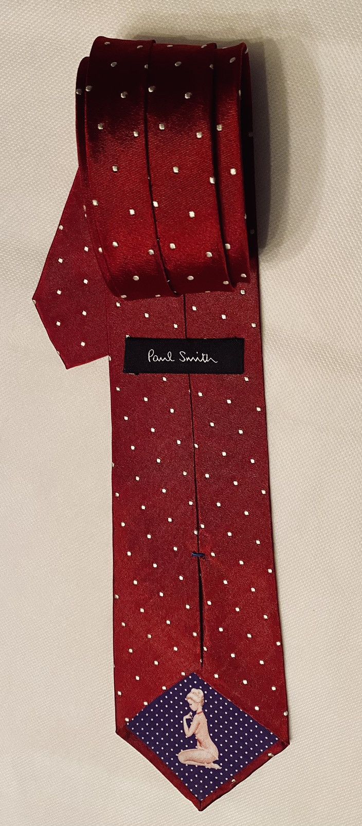 Paul Smith PAUL SMITH 🇮🇹 Red Micro Polka Dot Classic Pin Up Girl Silk Size ONE SIZE - 7 Thumbnail