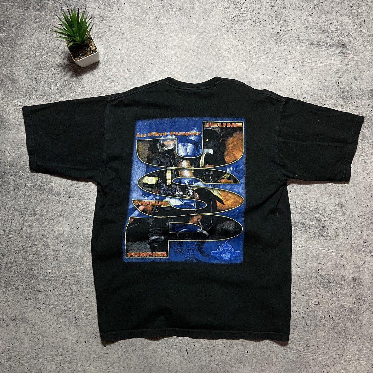 Band Tees × Vintage 📌 Vintage Men Fire Big Back Print T-Shirt Size US L / EU 52-54 / 3 - 11 Thumbnail