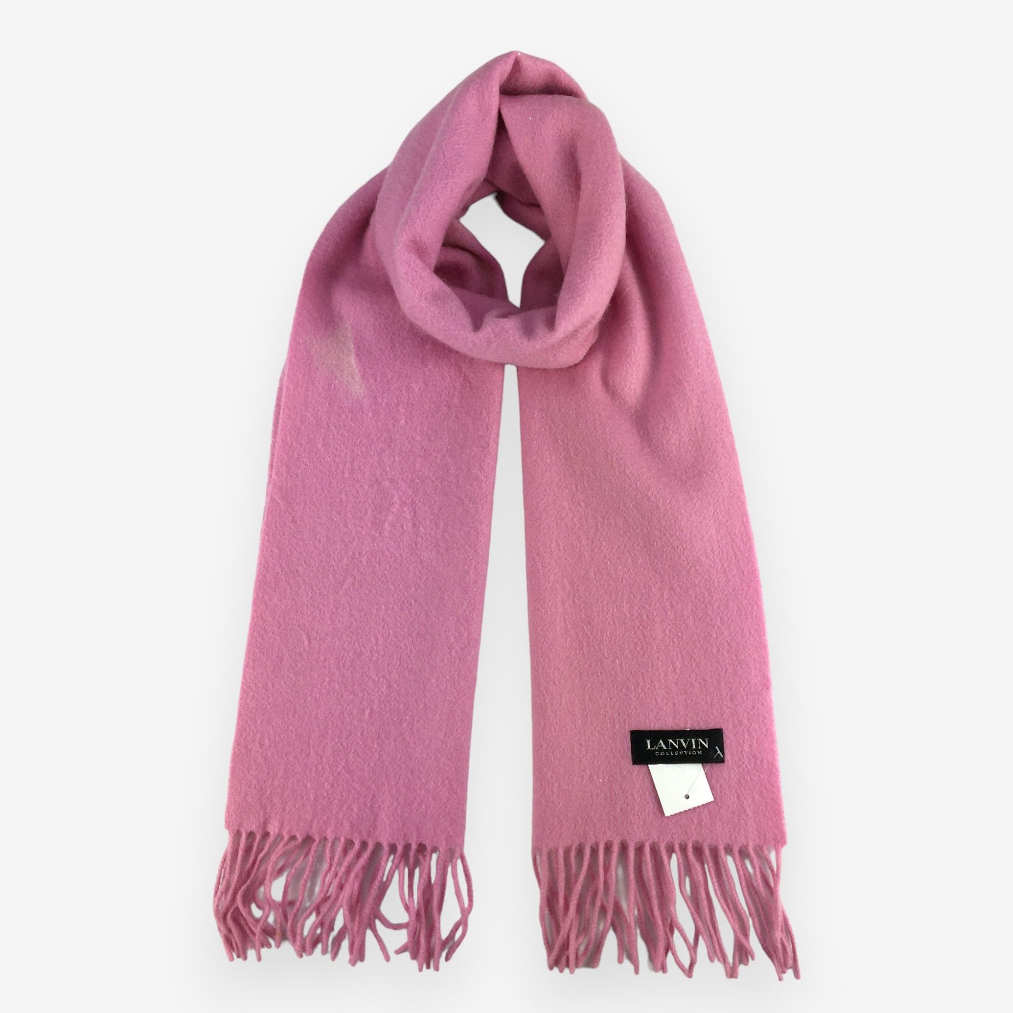 Vintage Y2K Lanvin Scarf Fringe Muffler Wool Scarves