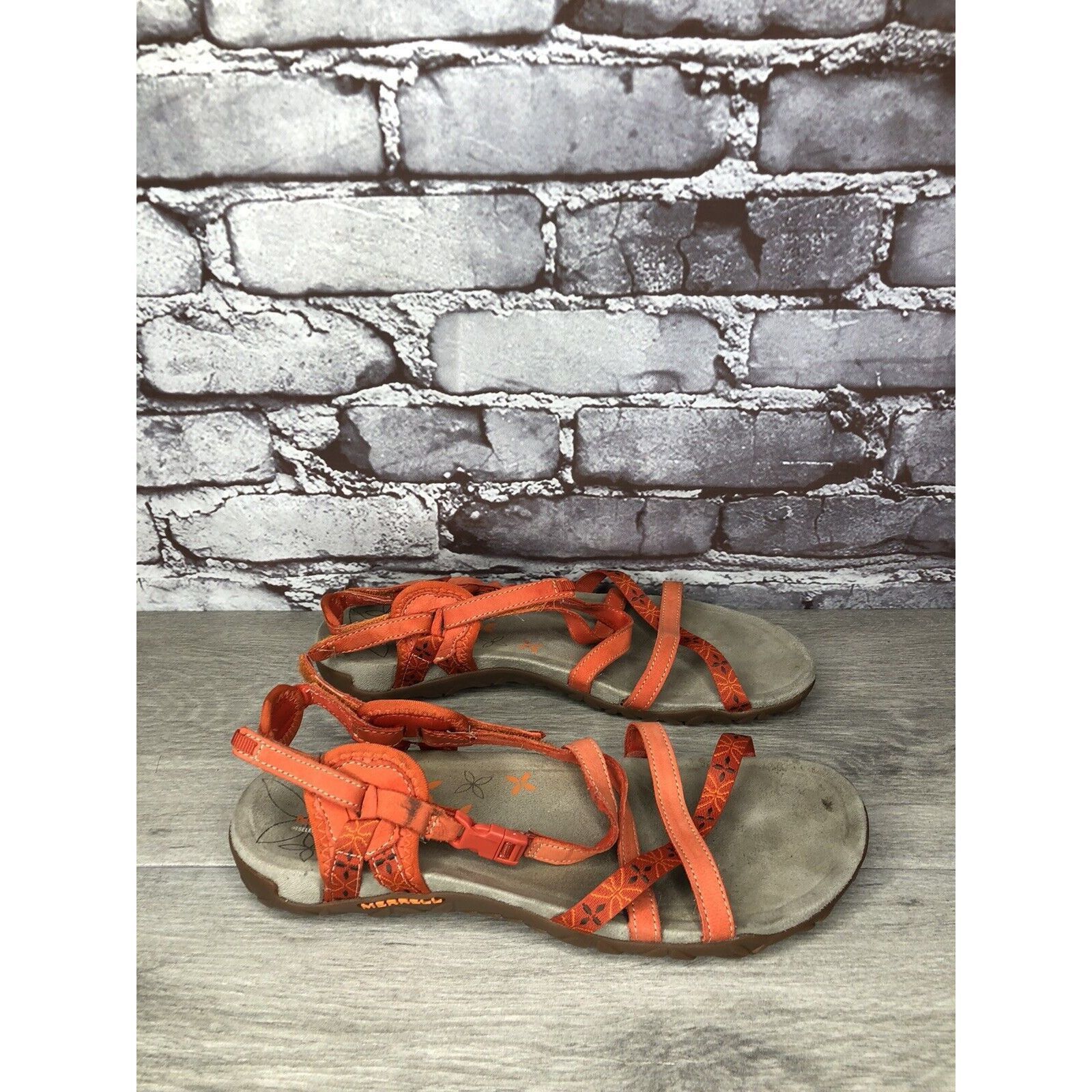Merrell Merrell Terran Lattice Orange Strappy Hook & Loop Sandals Wo Size US 10 / IT 40 - 10 Thumbnail
