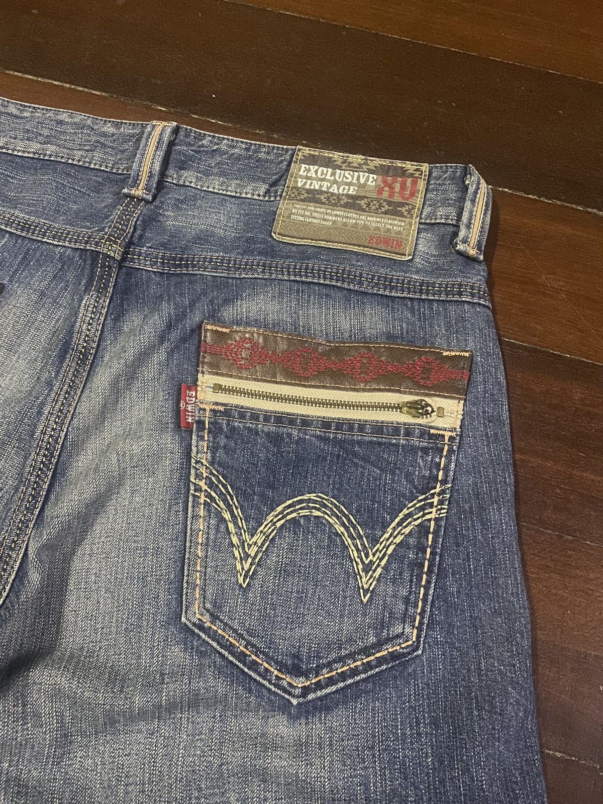 Ed Hardy × Edwin Fire design EDWIN exclusive vintage mud wash clawmark Size US 39 - 7 Thumbnail