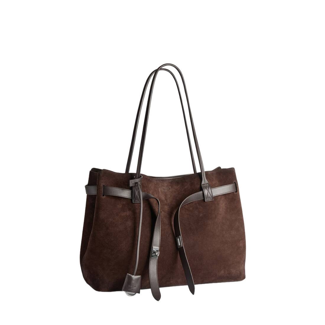 Balenciaga BALENCIAGA Bel Air Large $3650 Light Espresso Suede Tote Bag Size ONE SIZE - 2 Thumbnail
