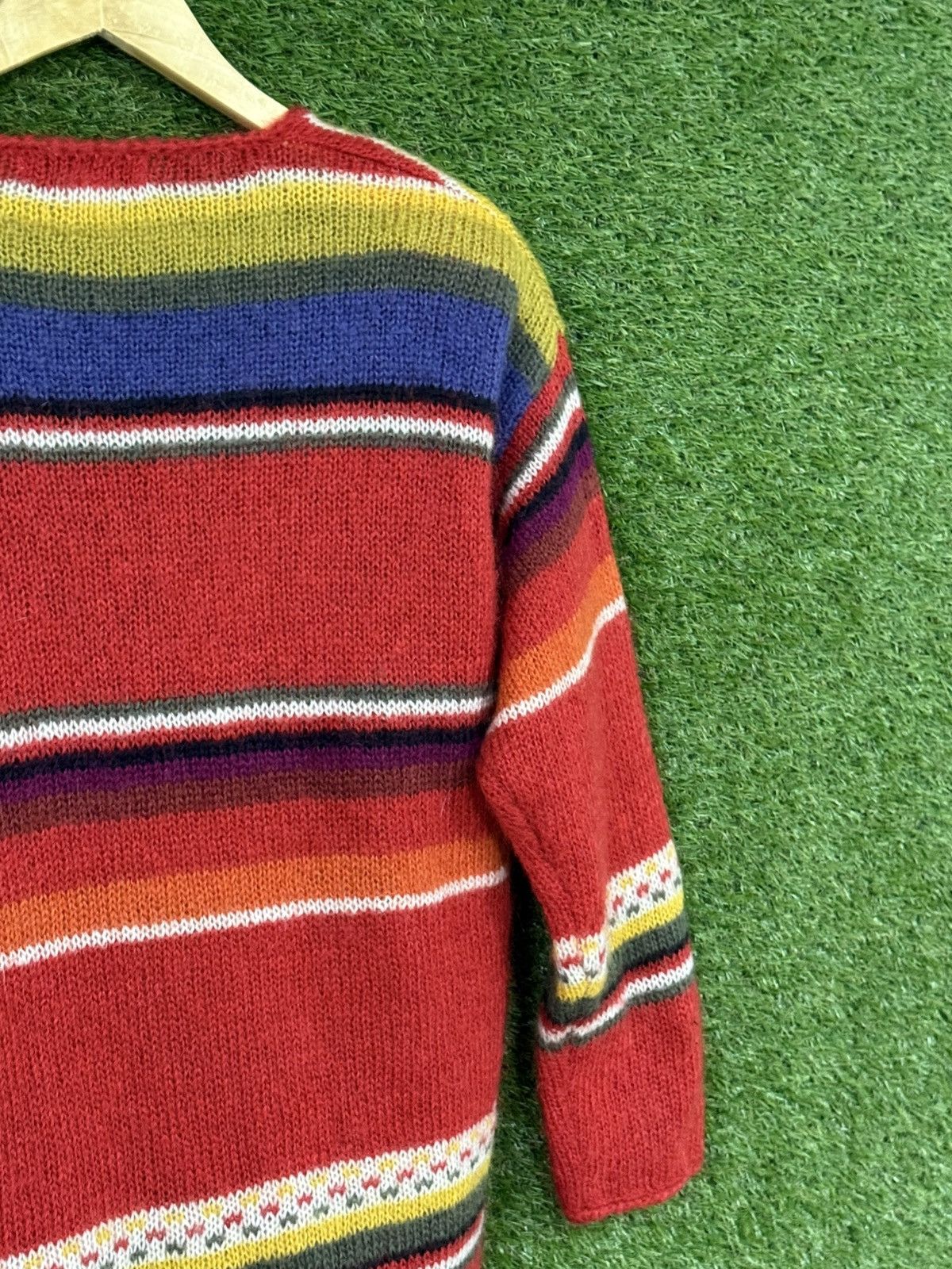 Vintage RARE Vintage Mohair Aztec Southwestern Stripe Cardigan Large Size L / US 10 / IT 46 - 7 Thumbnail