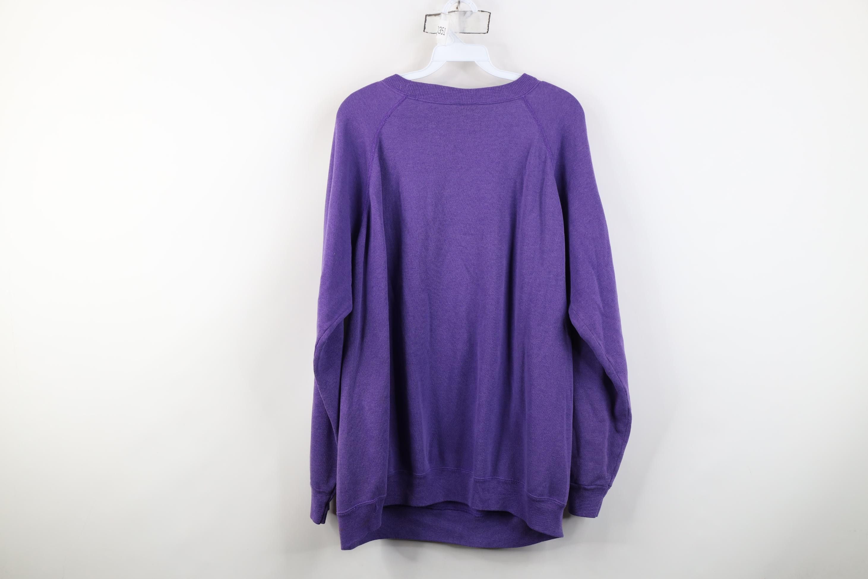 Vintage Vintage 90s Streetwear Raglan Crewneck Sweatshirt Purple USA Size XXL / US 16-18 / IT 52-54 - 12 Thumbnail