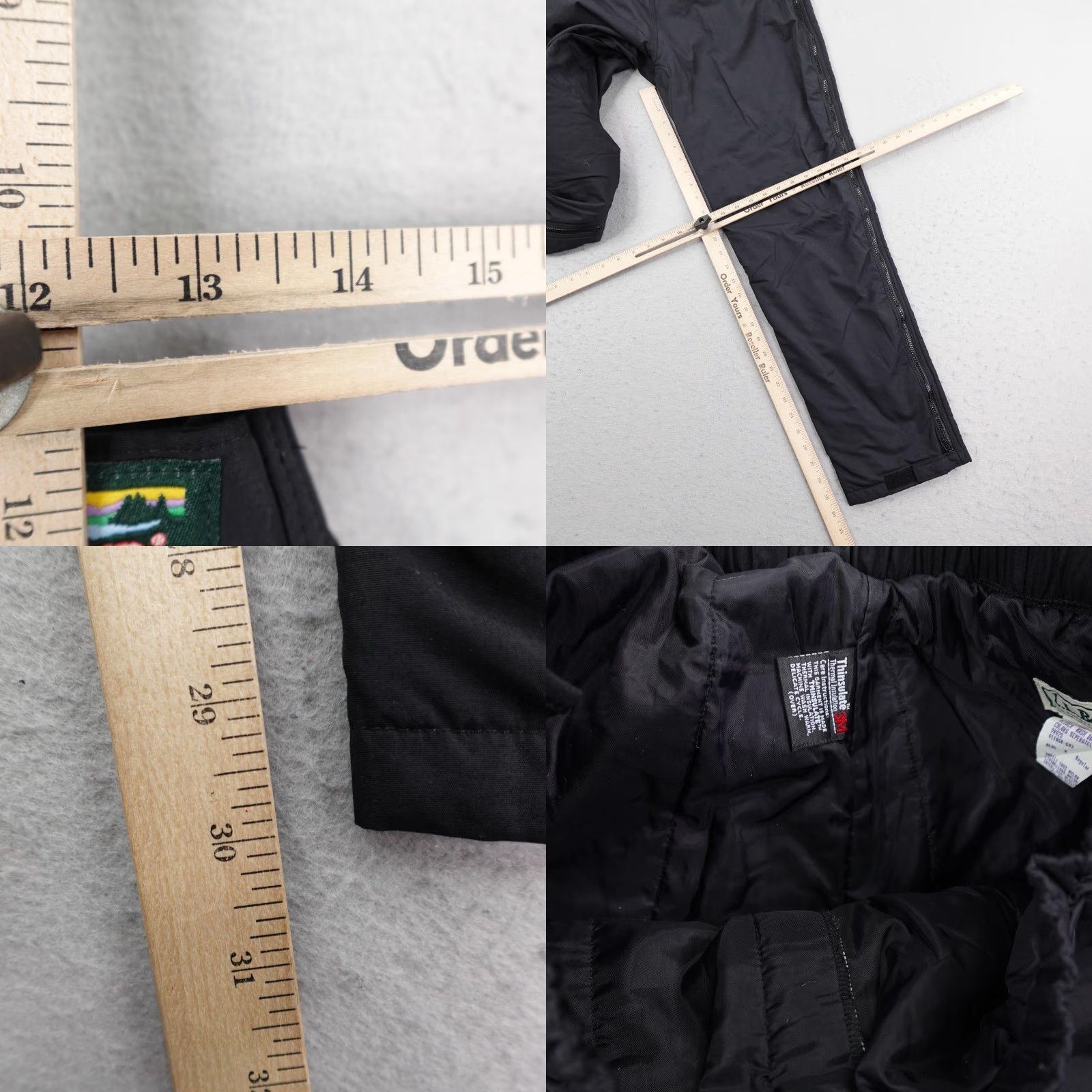 Vintage VINTAGE L.L. Bean Pants Mens M Black Thinsulate Quilted Rain Snow Side Zip Pants Mens Black 90s USA Size US 31 - 8 Thumbnail