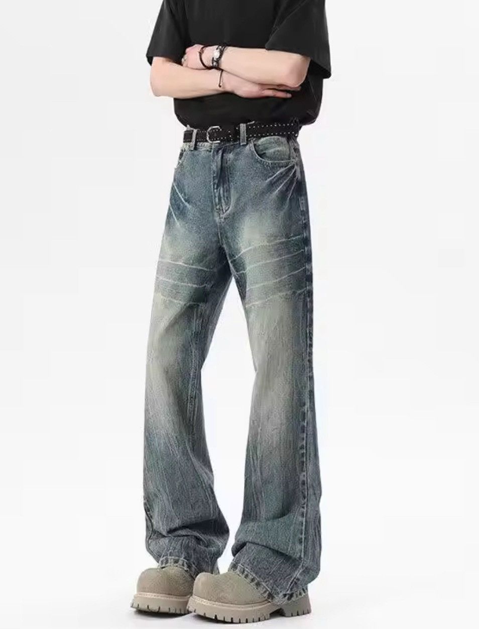 Japanese Brand Baggy streetwear y2k flared ripped jeans pants wide leg Size US 28 / EU 44 - 2 Thumbnail