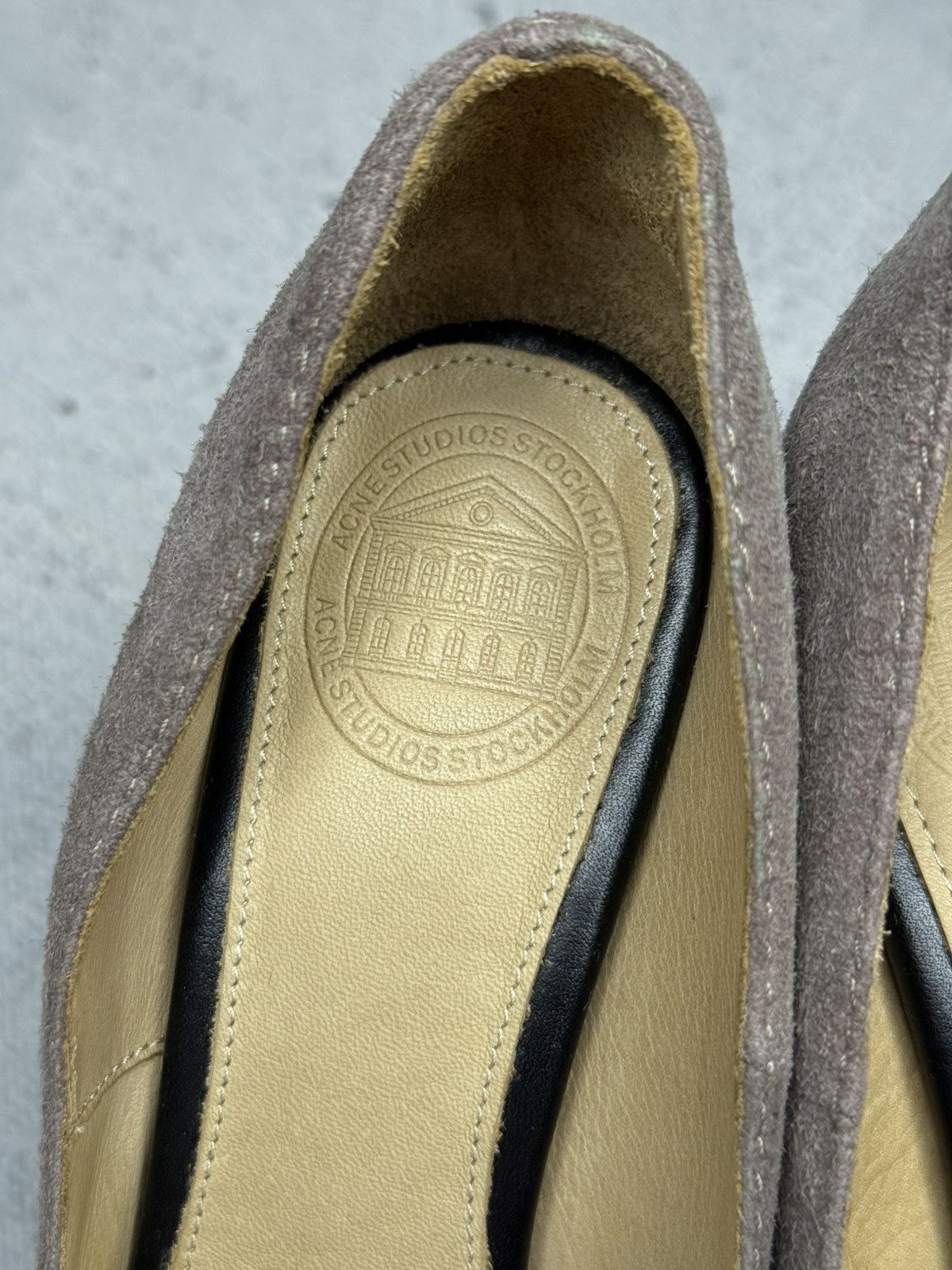 Acne Studios Vintage Acne Studios Taupe Suede Chunky Block Heel Pumps Lux Size US 7 / IT 37 - 14 Thumbnail