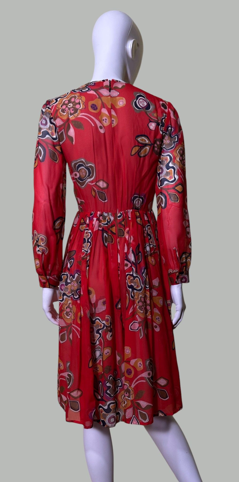 MSGM Floral Midi Silk Dress Size S / US 4 / IT 40 - 5 Thumbnail