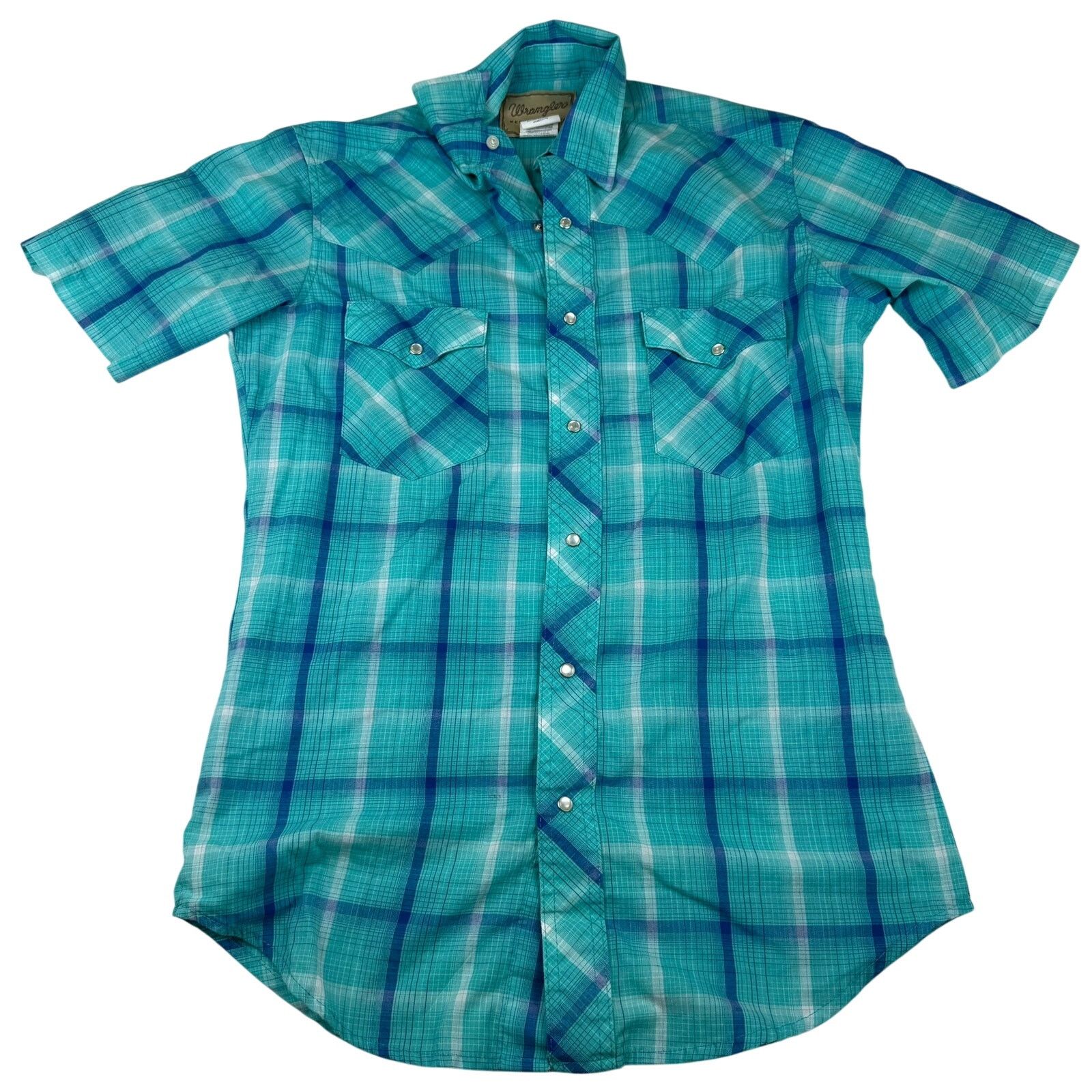 Wrangler Wrangler Western Pearl Snap Shirt Size S Turquoise Plaid Size US S / EU 44-46 / 1 - 1 Thumbnail