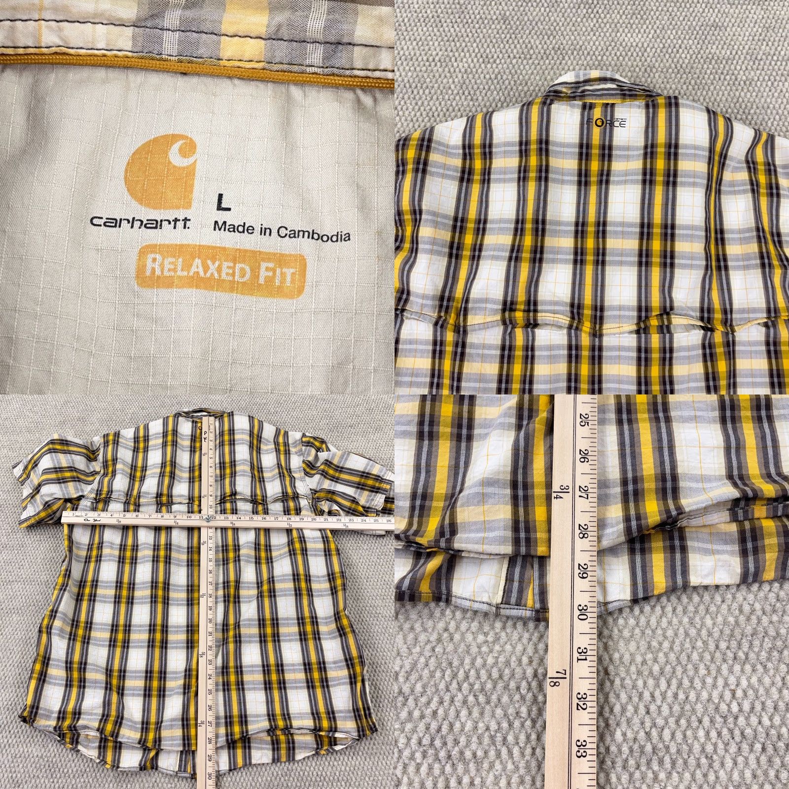 Carhartt Carhartt Shirt Men Large Gray Plaid Button-Up Relax Fit Workwear Pockets Size US L / EU 52-54 / 3 - 8 Thumbnail