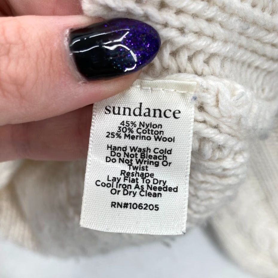 Vintage Sundance Cable Knit Sweater Women's Large Light Beige Merino Wool Nylon Blend Size L / US 10 / IT 46 - 6 Thumbnail