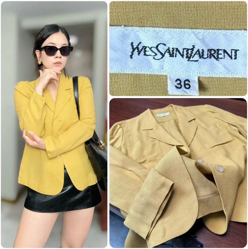Yves Saint Laurent Yves Saint Laurent Yellow Silk Blend Cardigan 0089 Size ONE SIZE - 1 Thumbnail