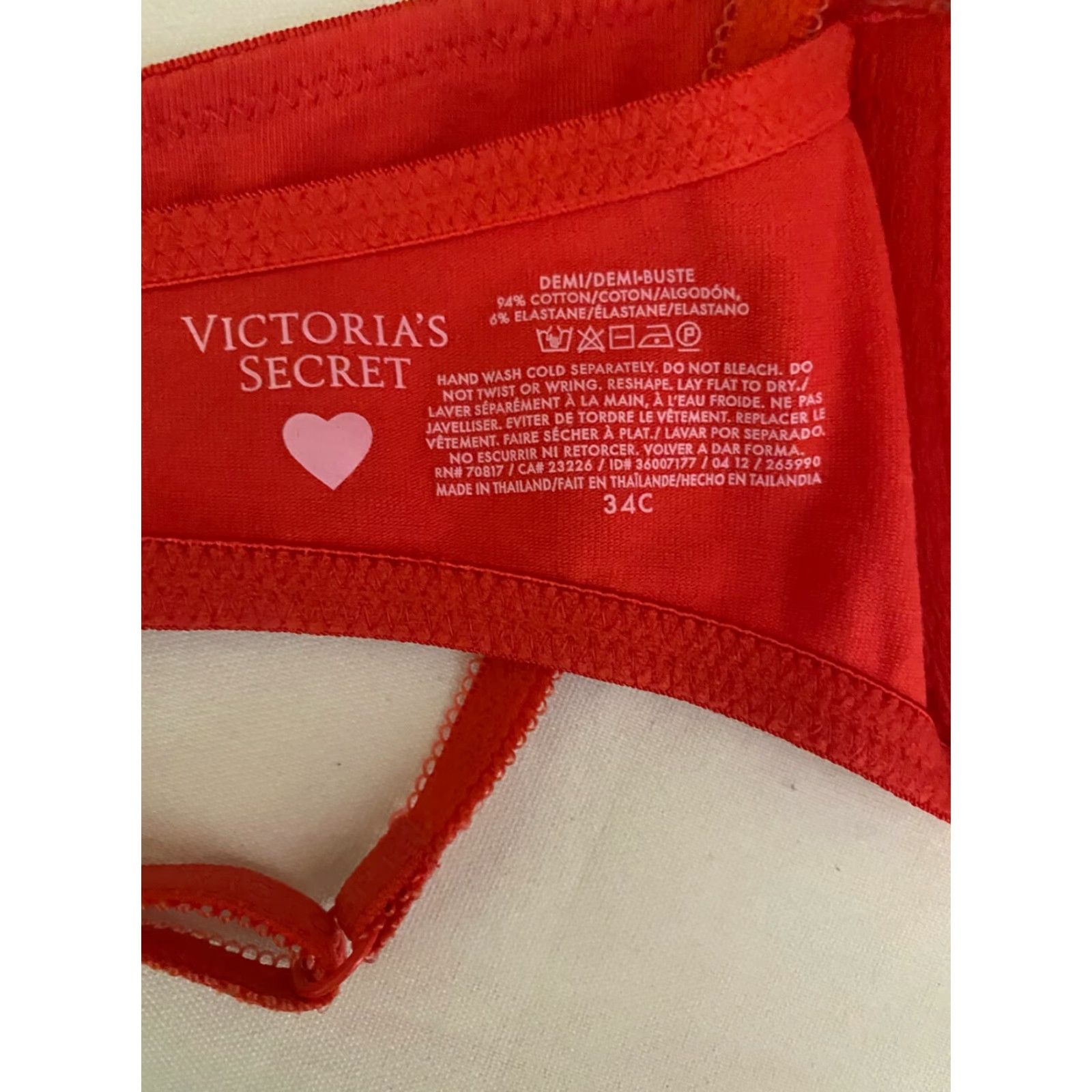 Victoria's Secret Victoria's Secret Red Demi with Lace Bra 34C Womens Size ONE SIZE - 3 Thumbnail