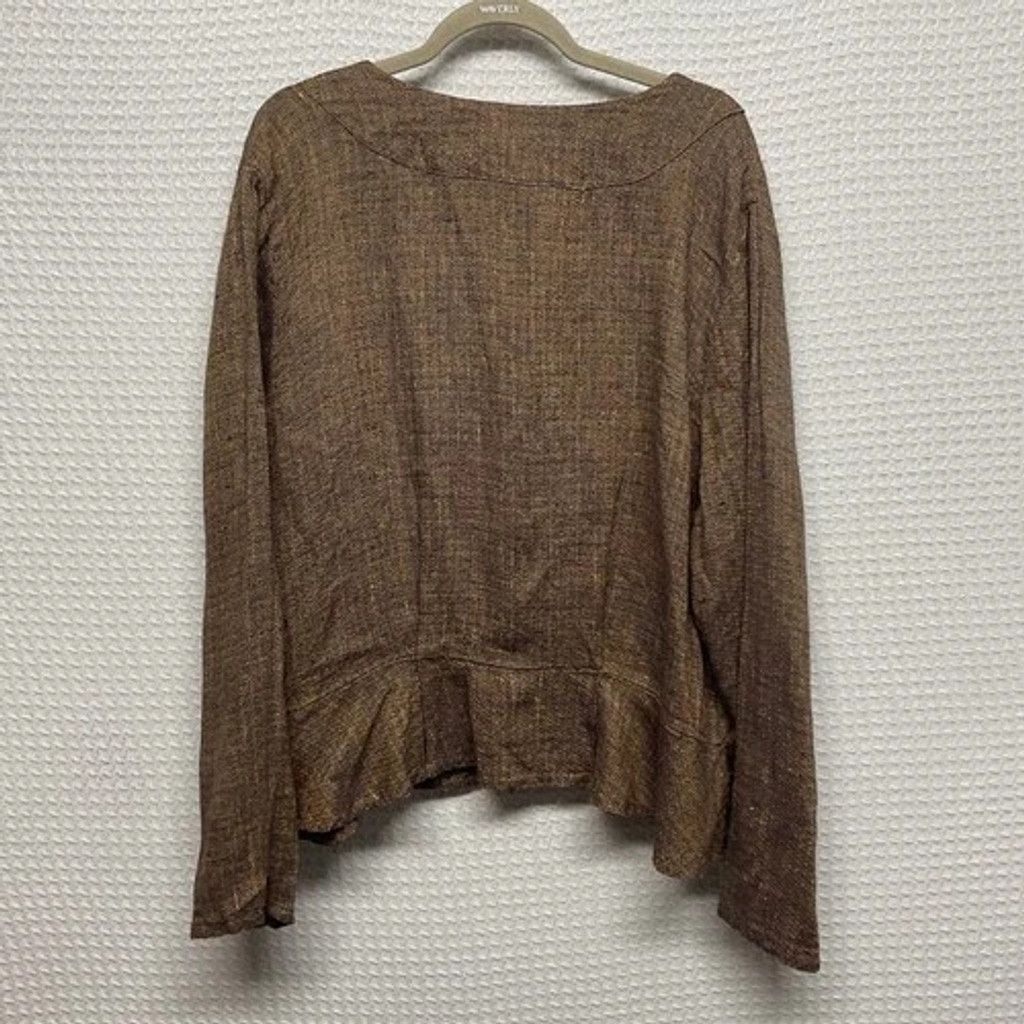 FLAX Flax Linen Peplum Button Front Blouse Jacket Shirt Women XL Size XL / US 12-14 / IT 48-50 - 7 Thumbnail