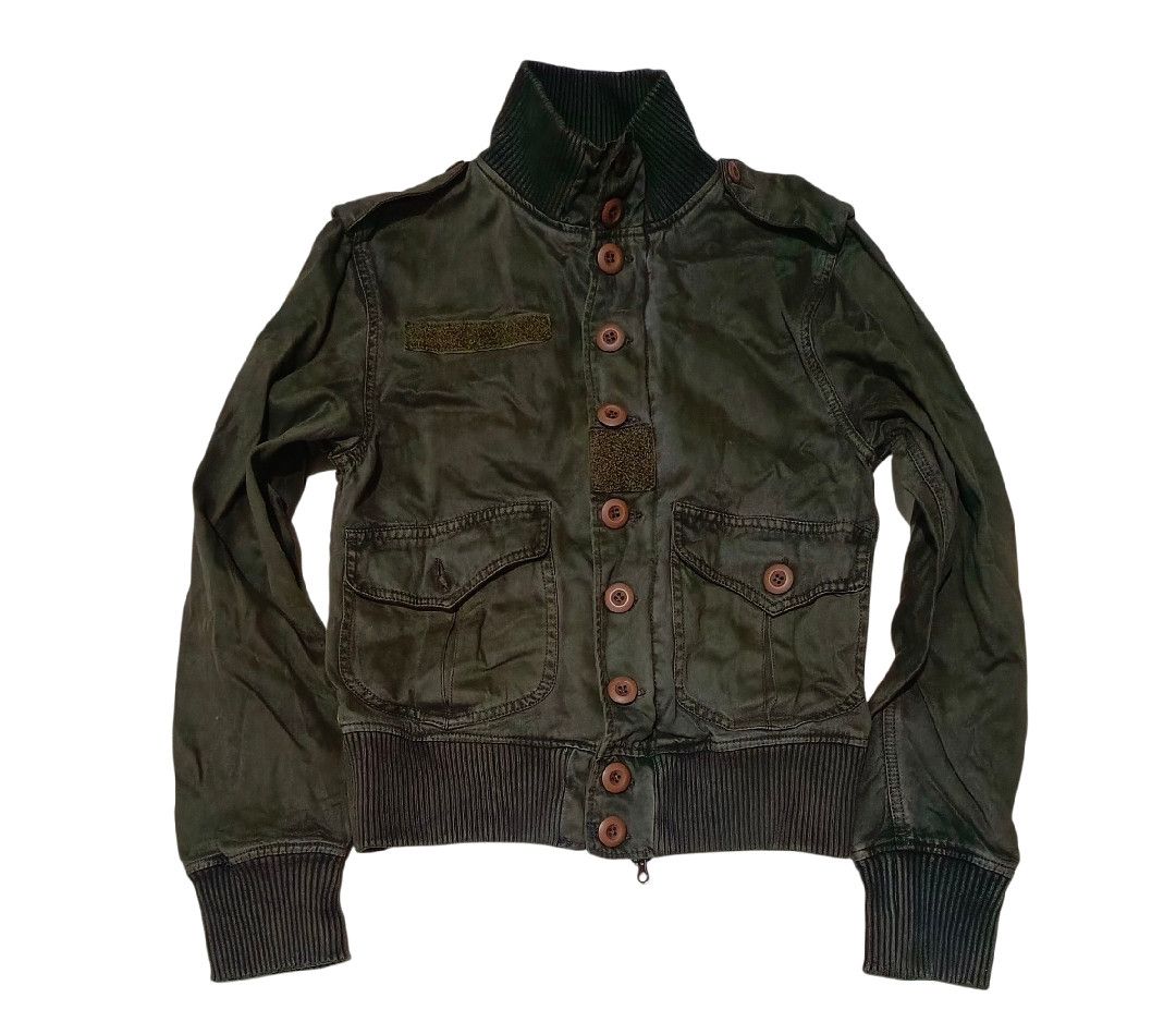 If Six Was Nine × Vintage 🇯🇵💥 Royal Blue Windproof Smock Olive Crop Bomber Jacket Size M / US 6-8 / IT 42-44 - 1 Thumbnail