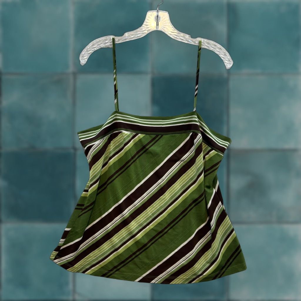 Vintage VINTAGE 90s Y2K Camisole Top XL Green Brown Striped Boho Fairy Grunge Whimsigoth Shirt Mens Girls Womens Size XL / US 12-14 / IT 48-50 - 1 Thumbnail