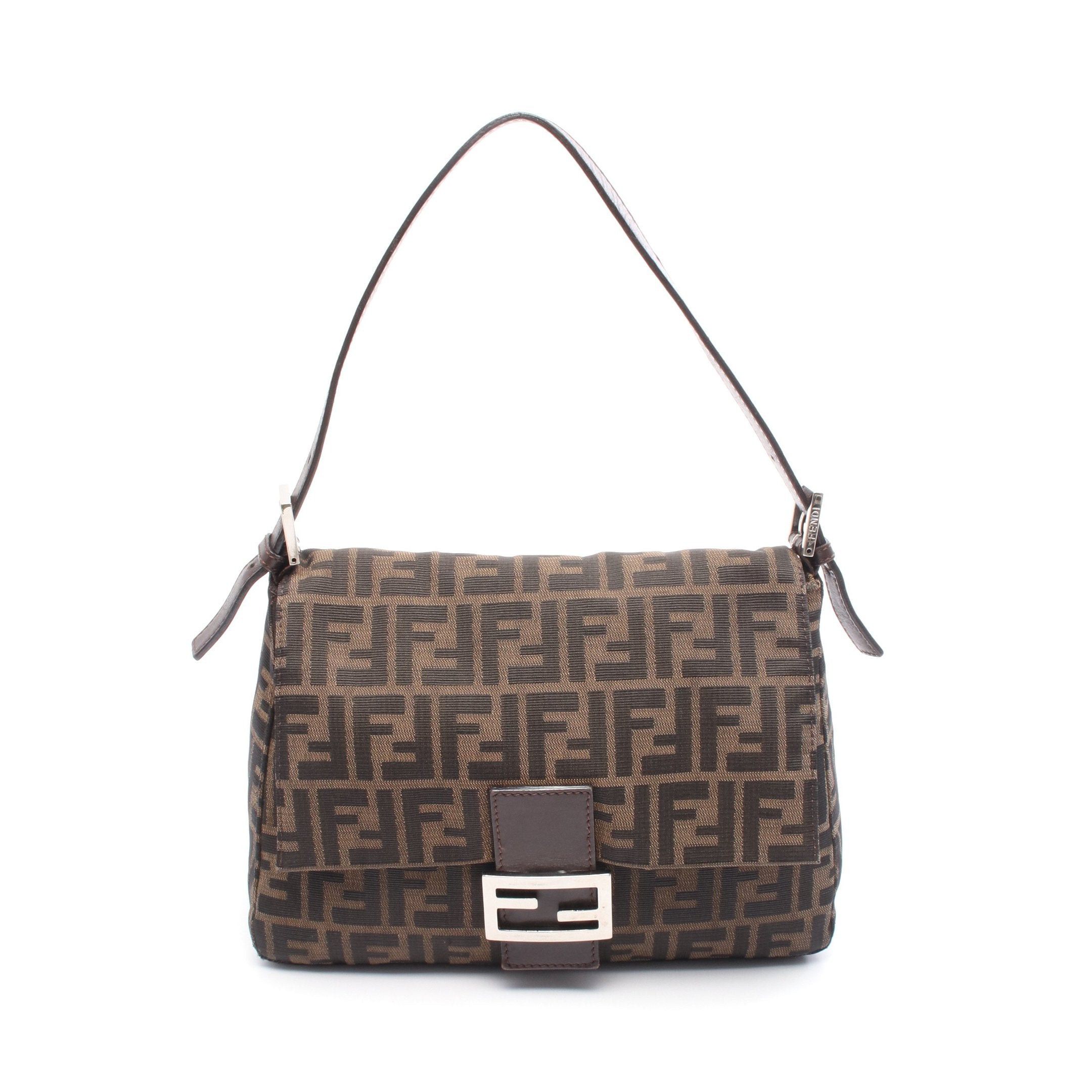 Fendi Fendi Mamma Bucket Zucca One Shoulder Bag Canvas Leather Brown Dark Size ONE SIZE - 1 Thumbnail