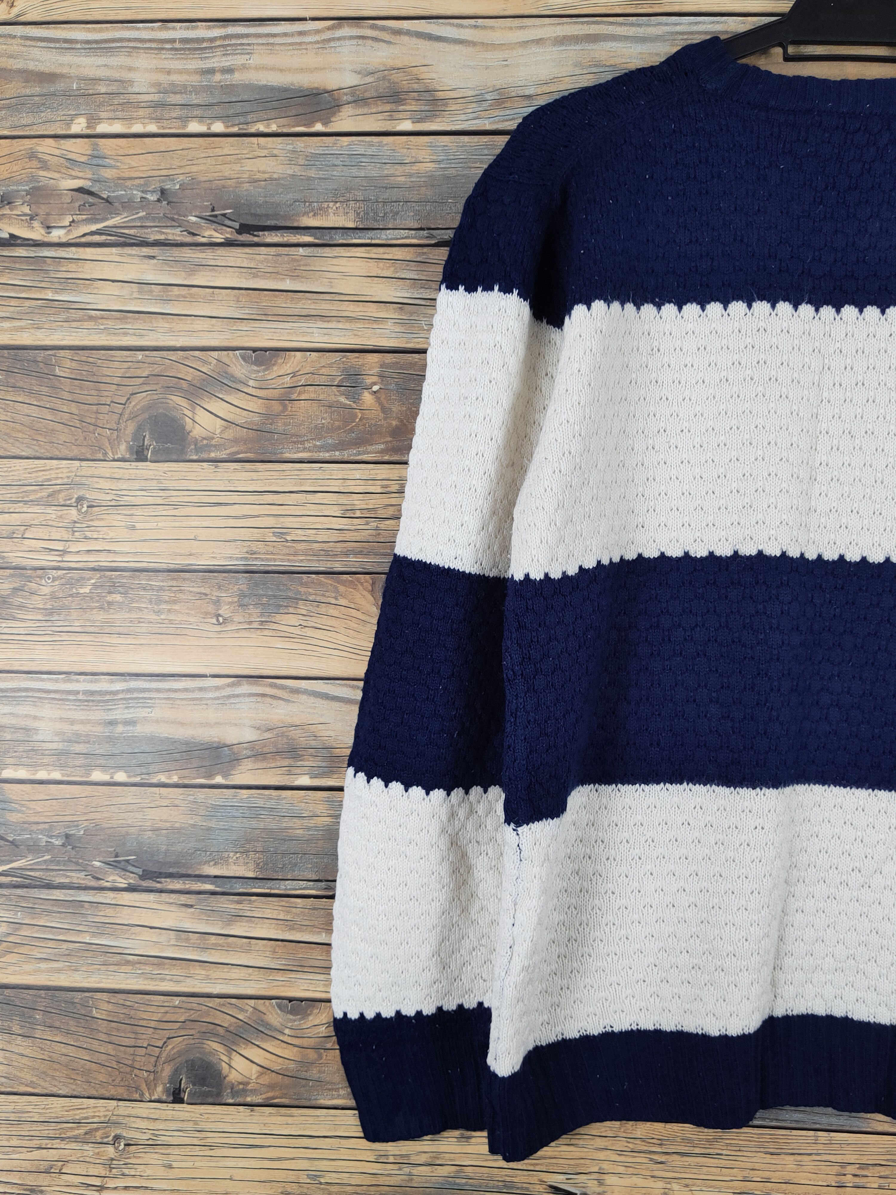 Homespun Knitwear Cathy's Closet Navy Cream Stripe Knitwear Sweatshirts#W 1004 Size US M / EU 48-50 / 2 - 8 Thumbnail