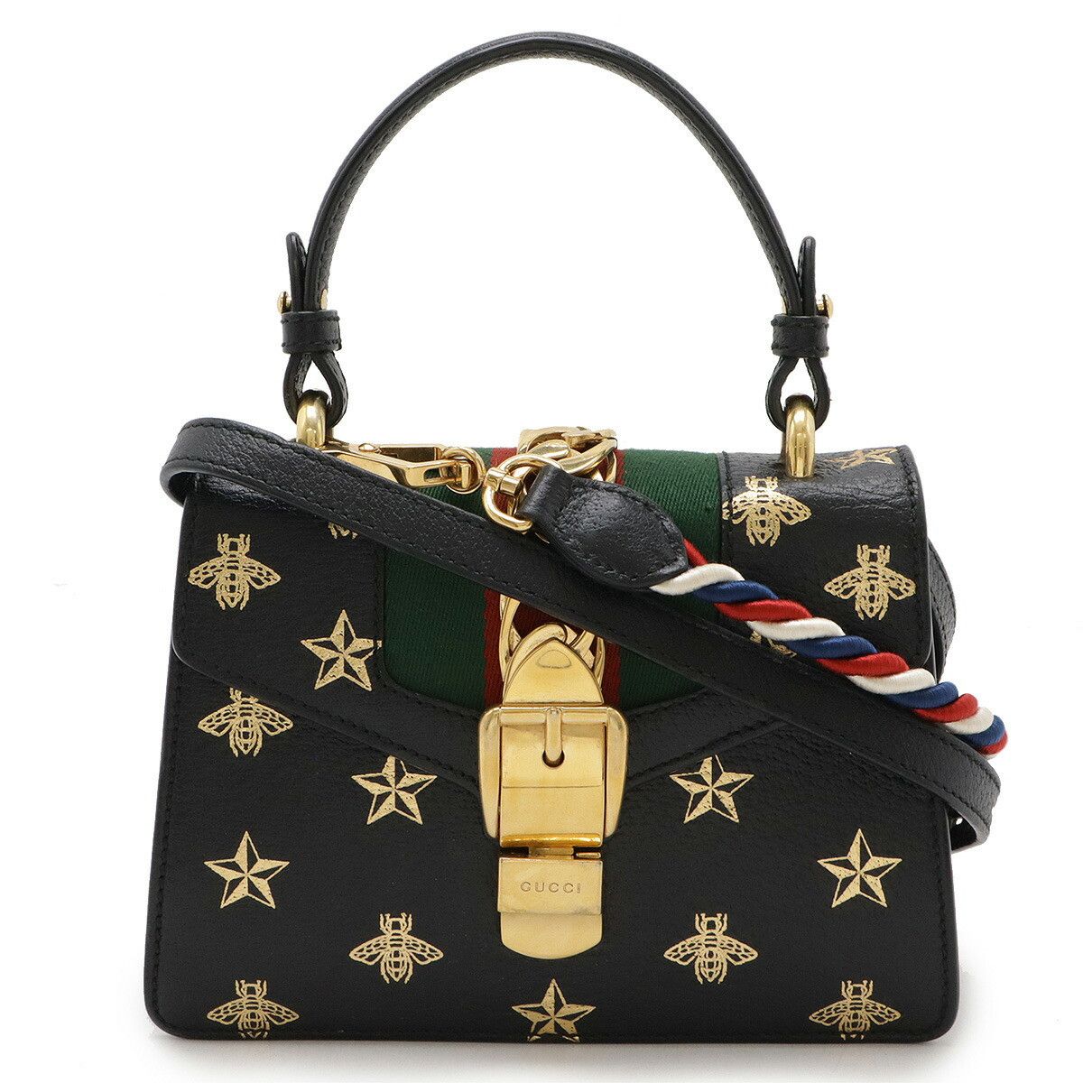 Gucci Gucci Leather Sylvie 2Way Bag 470270 Leather Shoulder Bag 470270 in Black, Women's