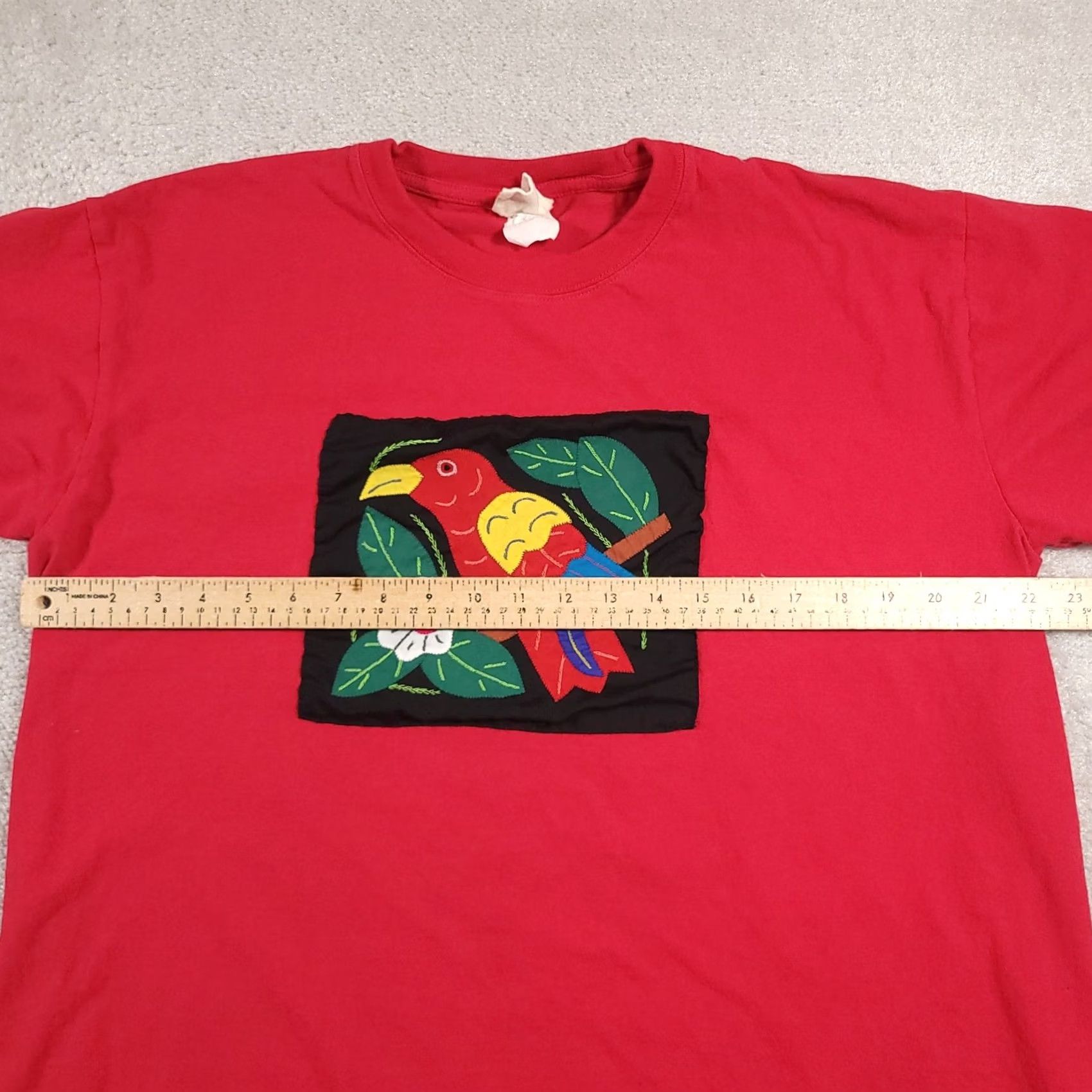 Vintage VINTAGE My Name Is Panama Shirt Mens Large Red Parrot Bird Mola Applique Embroidered Tee Size US L / EU 52-54 / 3 - 7 Thumbnail