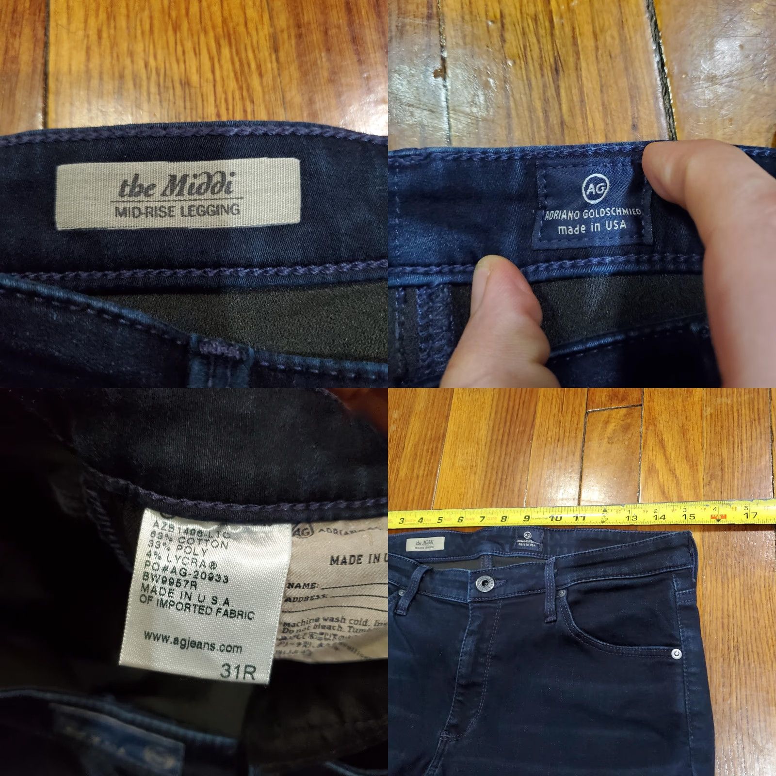 Vintage AG Adriano Goldschmied Jeans Womens 31R Blue The Middi Mid-Rise Jegging Stretch Jeans Women Slim Pockets 5-Pocket Denim Dark Fall Size 24" / US 00 / IT 34 - 8 Thumbnail