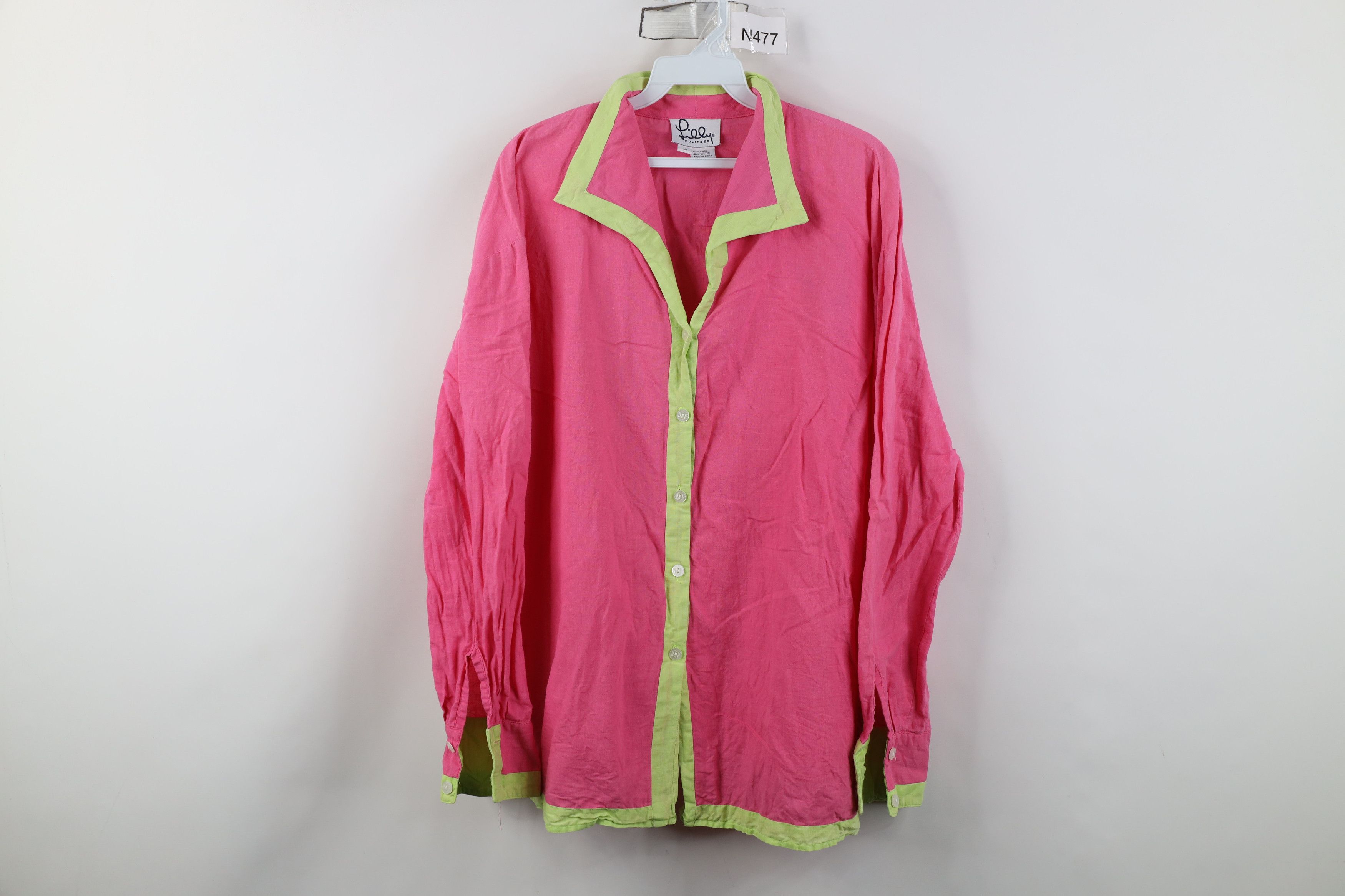 Lilly Pulitzer Lilly Pulitzer Blend Camp Collar Collared Button Shirt Pink Size L / US 10 / IT 46 - 1 Thumbnail