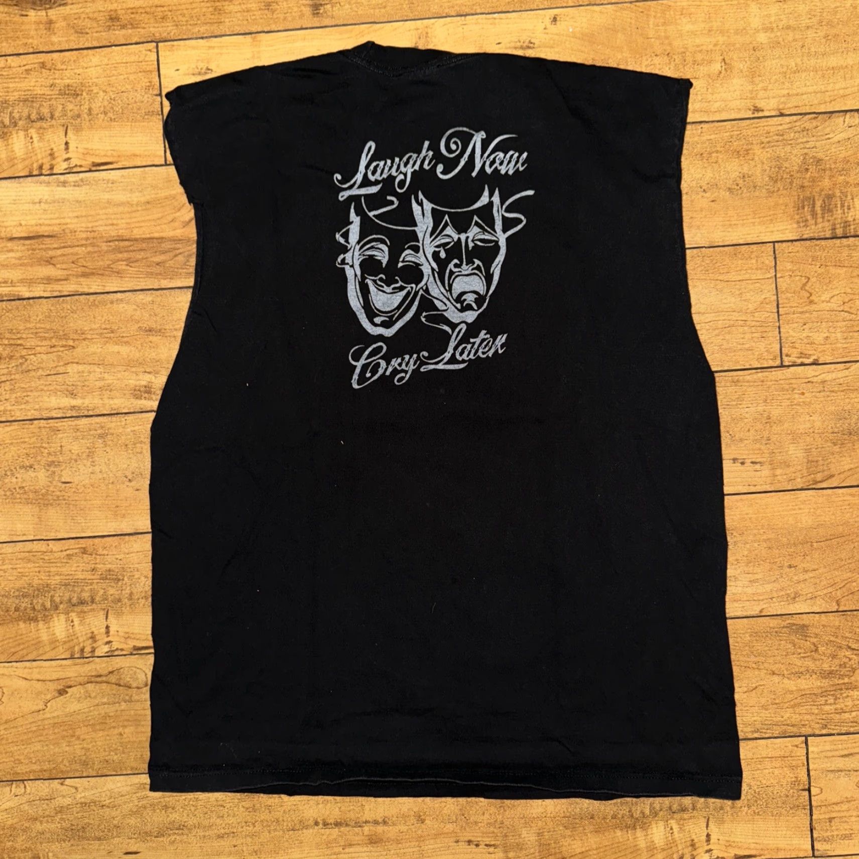 Vintage VINTAGE Now T-Shirt XL Black Smile Now Cry Later Chopped Mens Size US XL / EU 56 / 4 - 4 Thumbnail