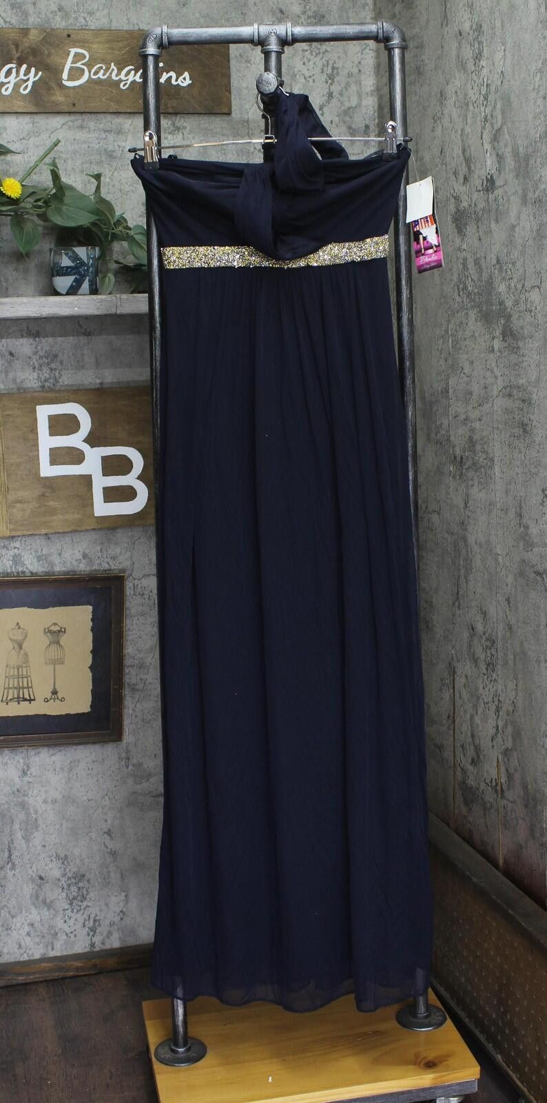 Other Blondie Nites One Rhinestone Band Gown Dress Navy Blue 5 Size M / US 6-8 / IT 42-44 - 1 Thumbnail