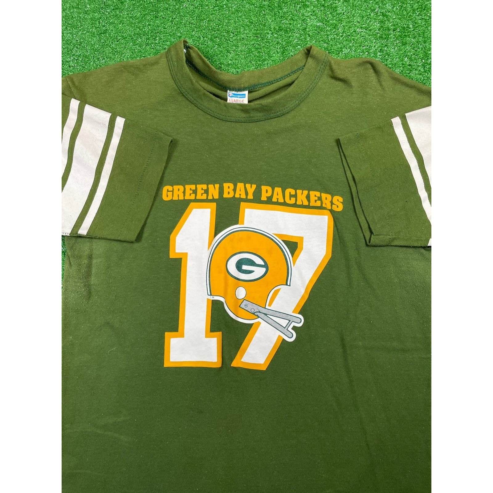 image of Vintage 70's Champion Green Bay Packers XL Blue Bar Shirt Usa, Men's