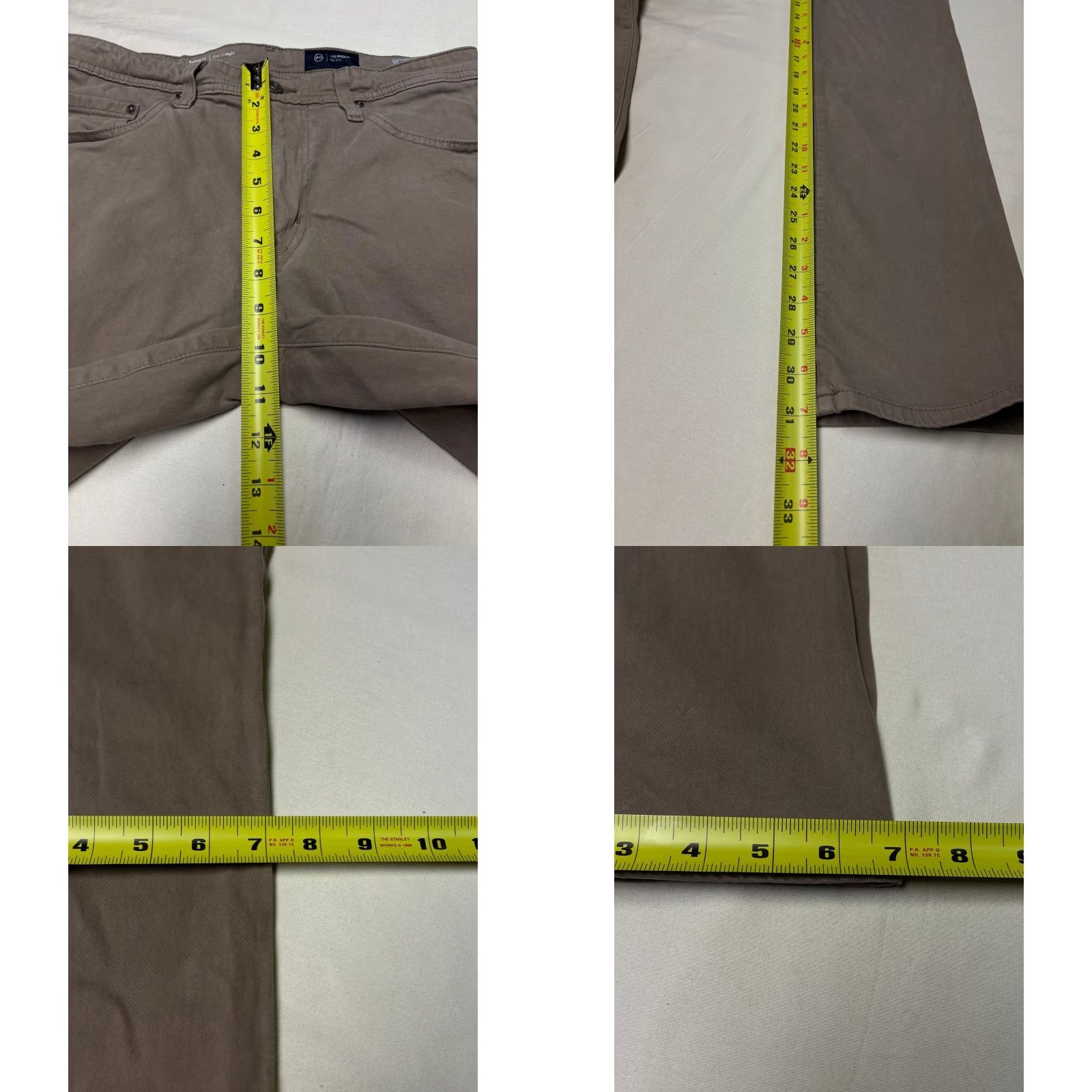 AG Jeans AG Jeans Everett Slim Straight Chinos Tan Mens 31x31 Cotton Elastane Chino Pants Slim Straight Tan Casual Workwear Mens Size US 31 - 9 Thumbnail
