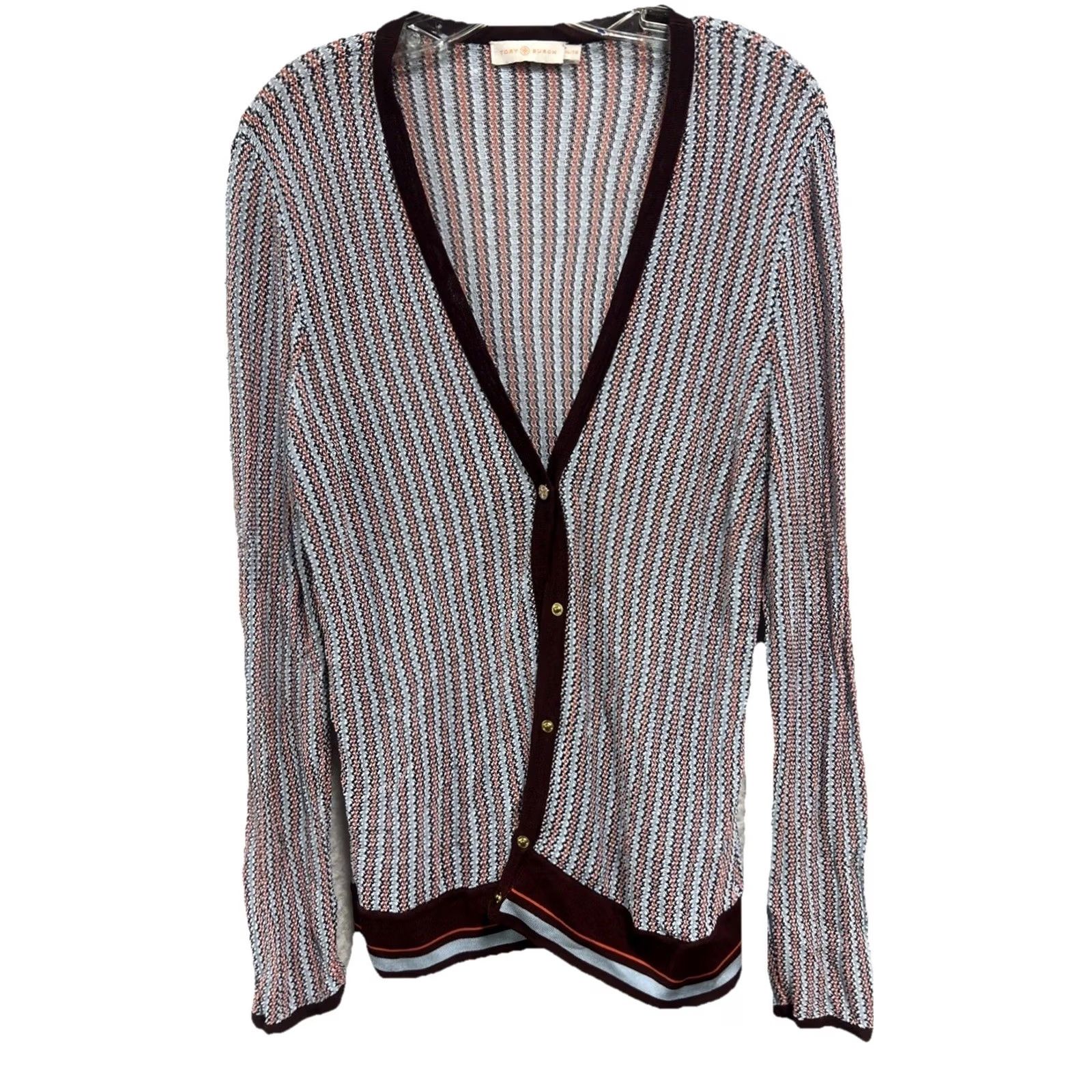 Tory Burch Tory Burch Cardigan Women’s XL Knit Multicolor Chevron Button Front V-Neck Office Casual Sweater Size XL / US 12-14 / IT 48-50 - 2 Thumbnail